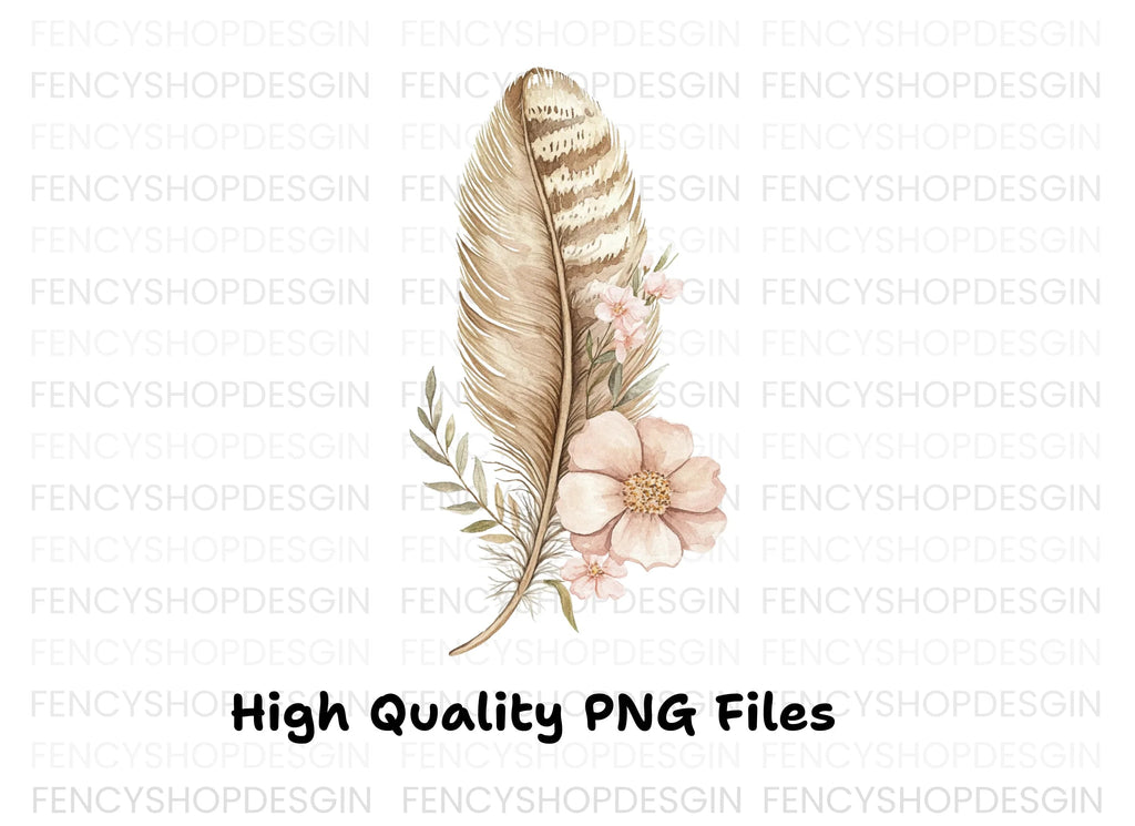 Boho Feather Floral Clipart Bundle