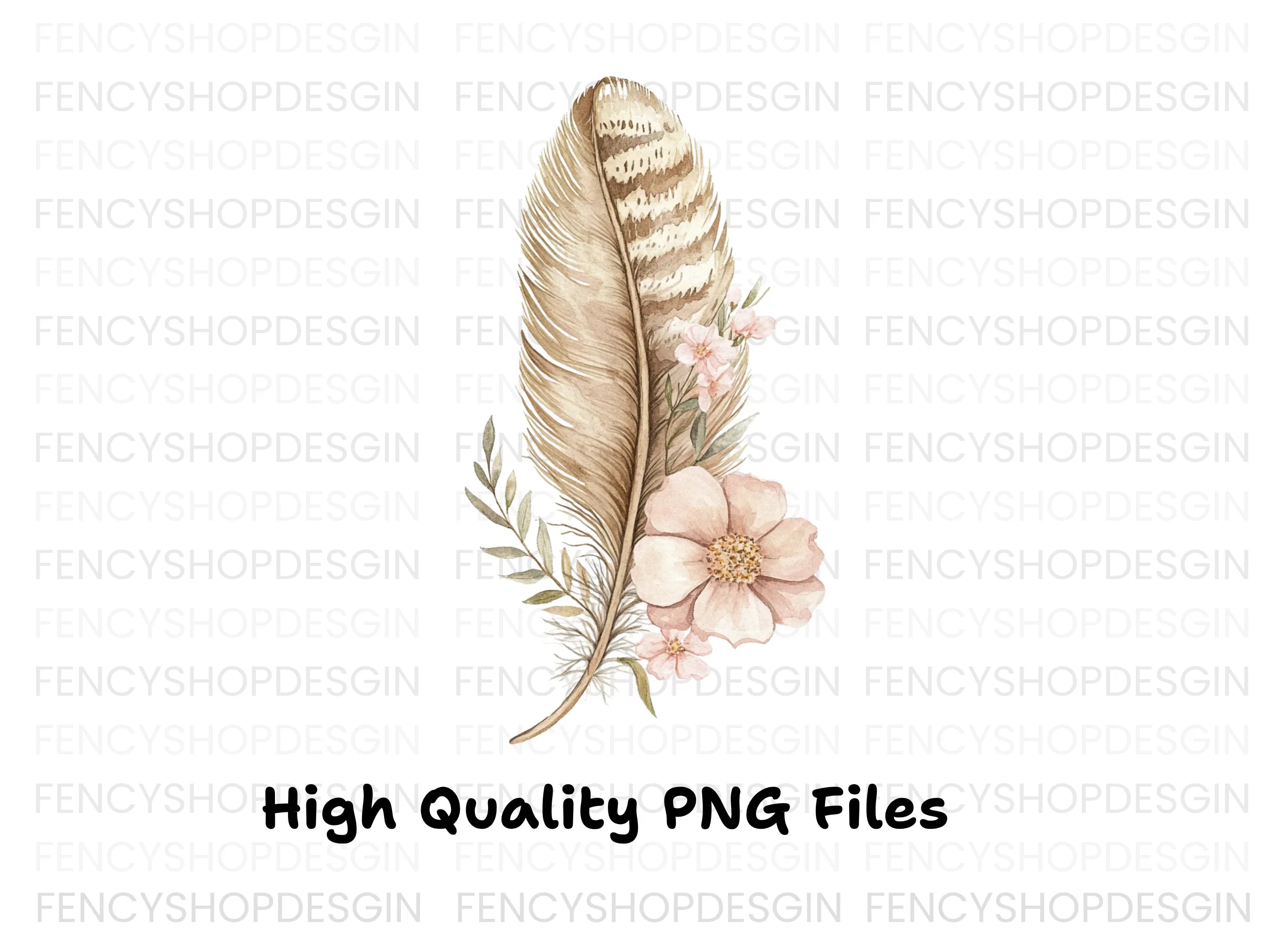 Boho Feather Floral Clipart Bundle