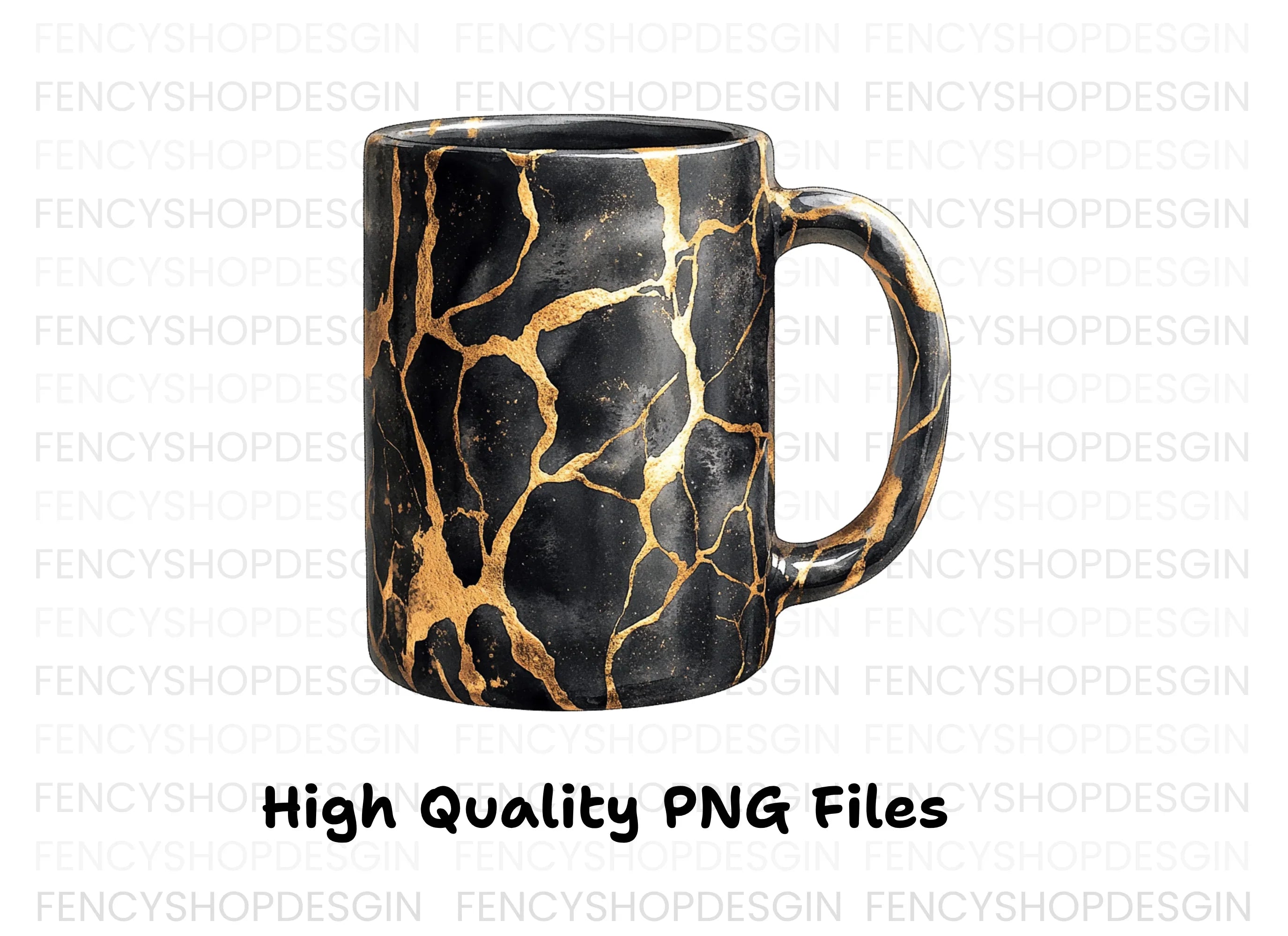Kintsugi Black and Gold Clipart Bundle