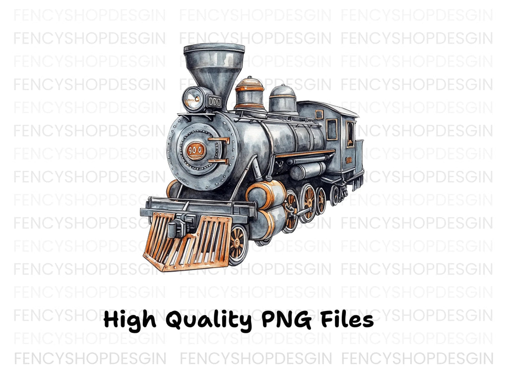 Vintage Steam Train Engine Clipart Bundle