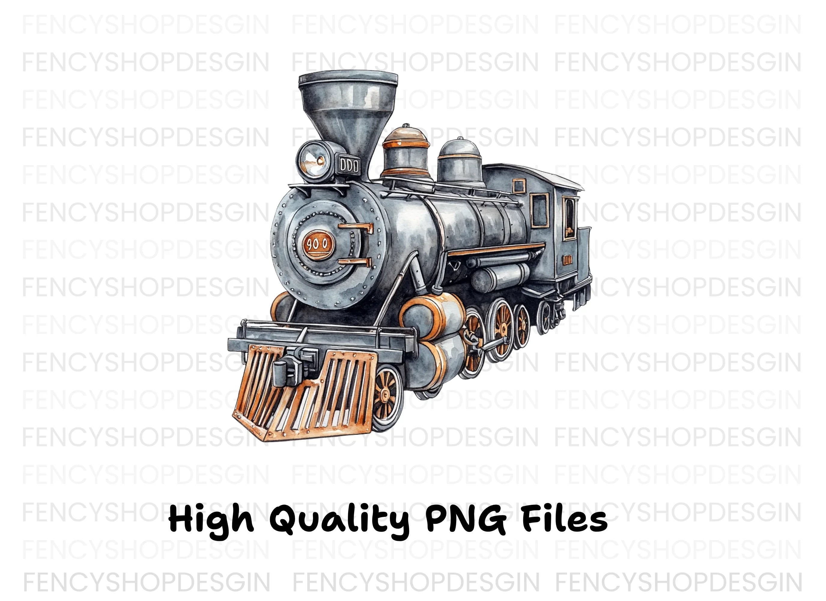 Vintage Steam Train Engine Clipart Bundle