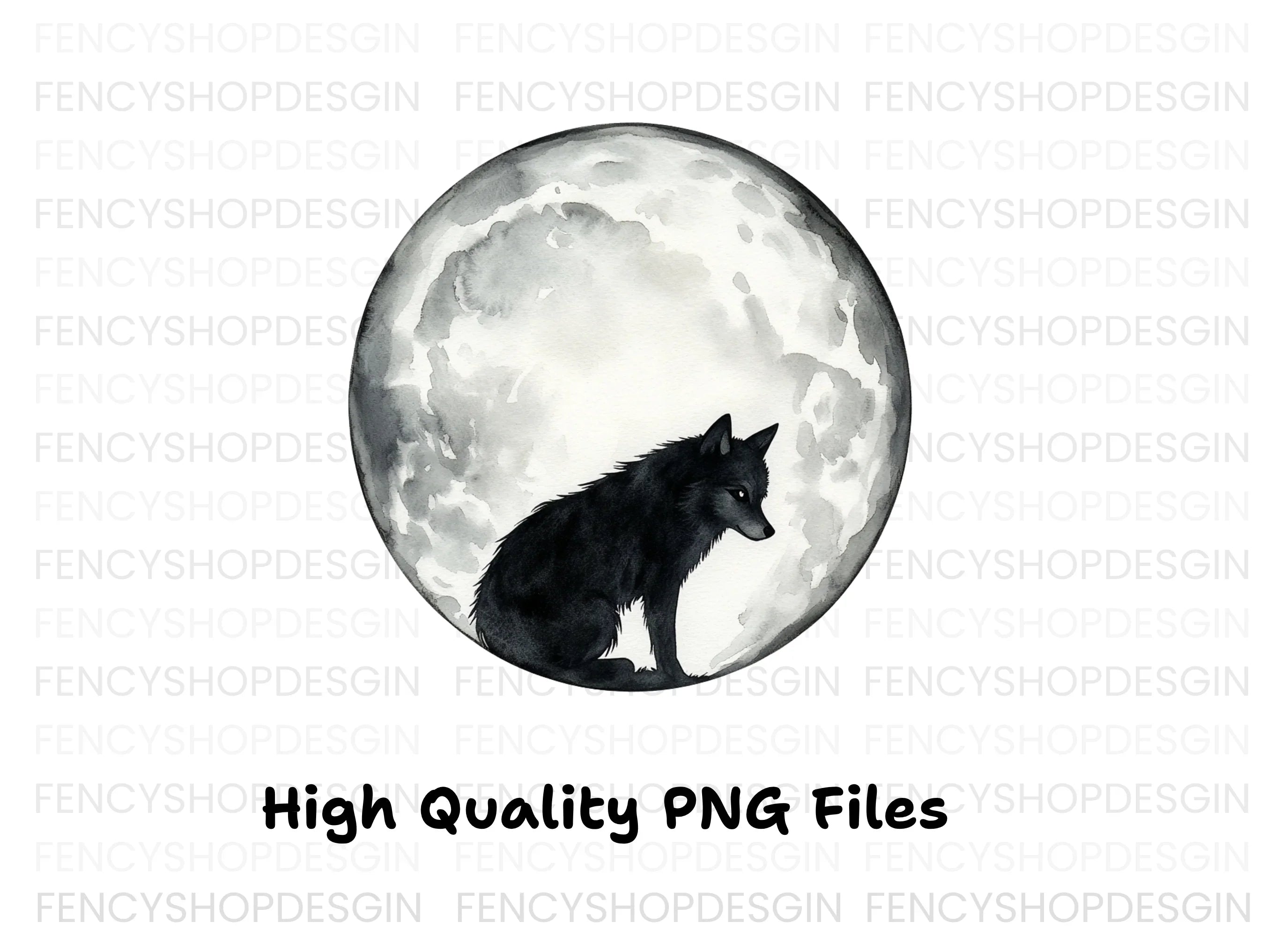 Black Wolf Moon Clipart Bundle