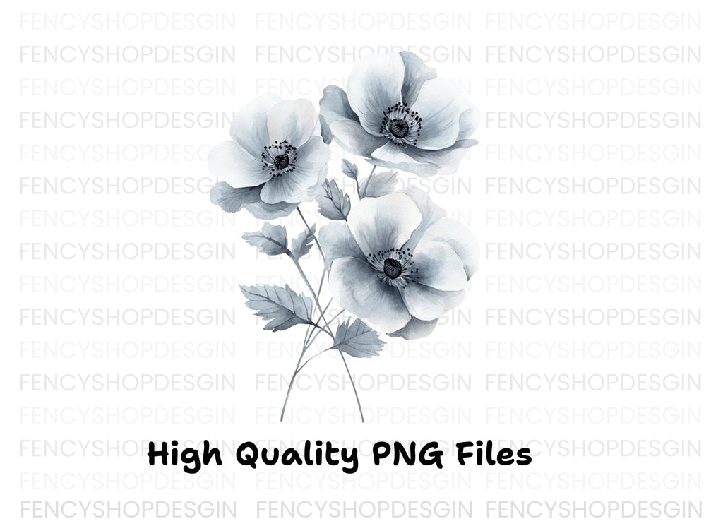 Monochromatic Floral Clipart Bundle