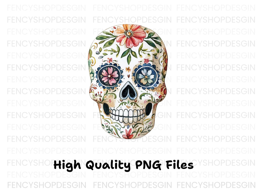 Floral Sugar Skulls Clipart Bundle