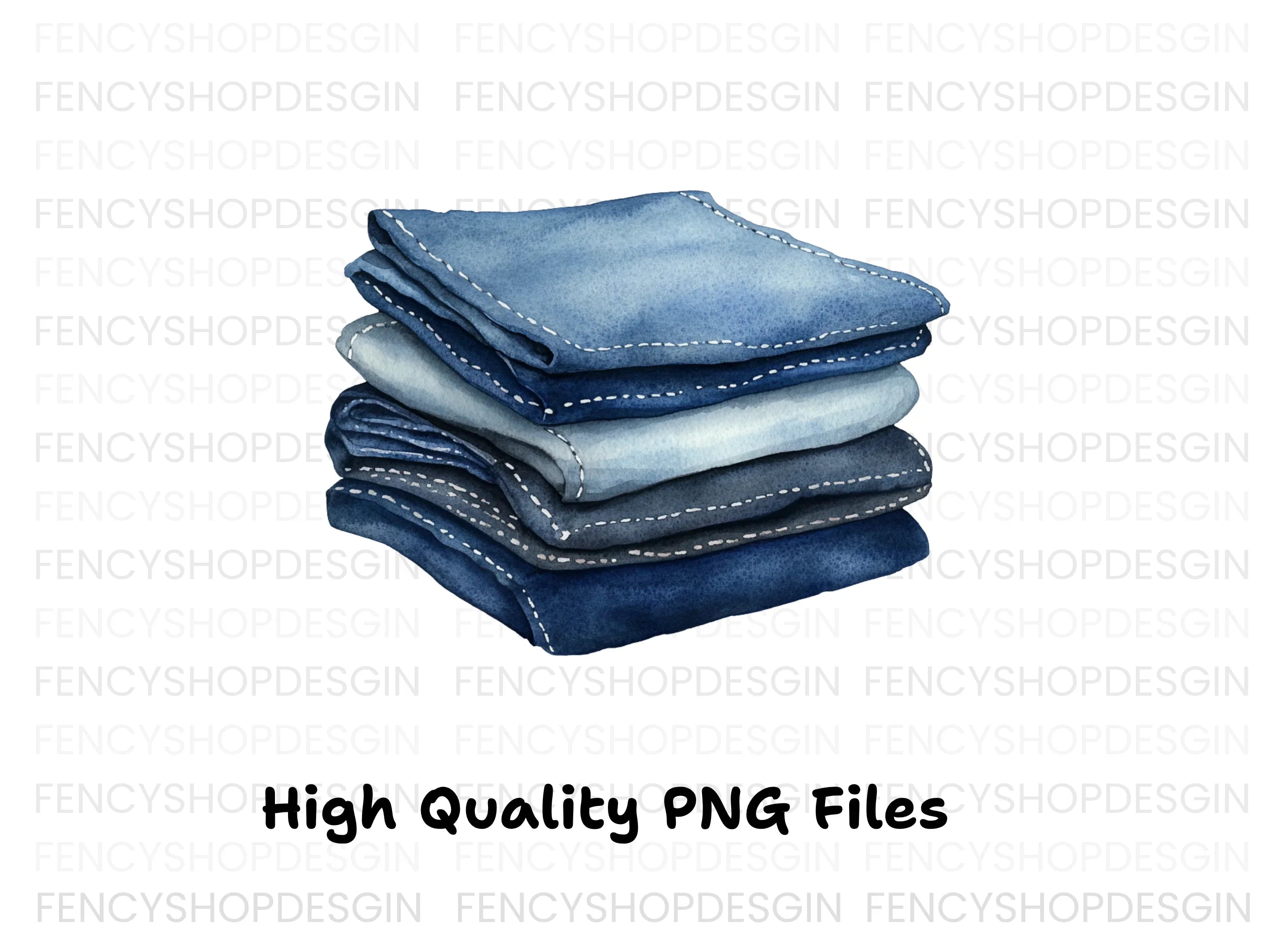 Stack of Folded Denim Clipart Bundle