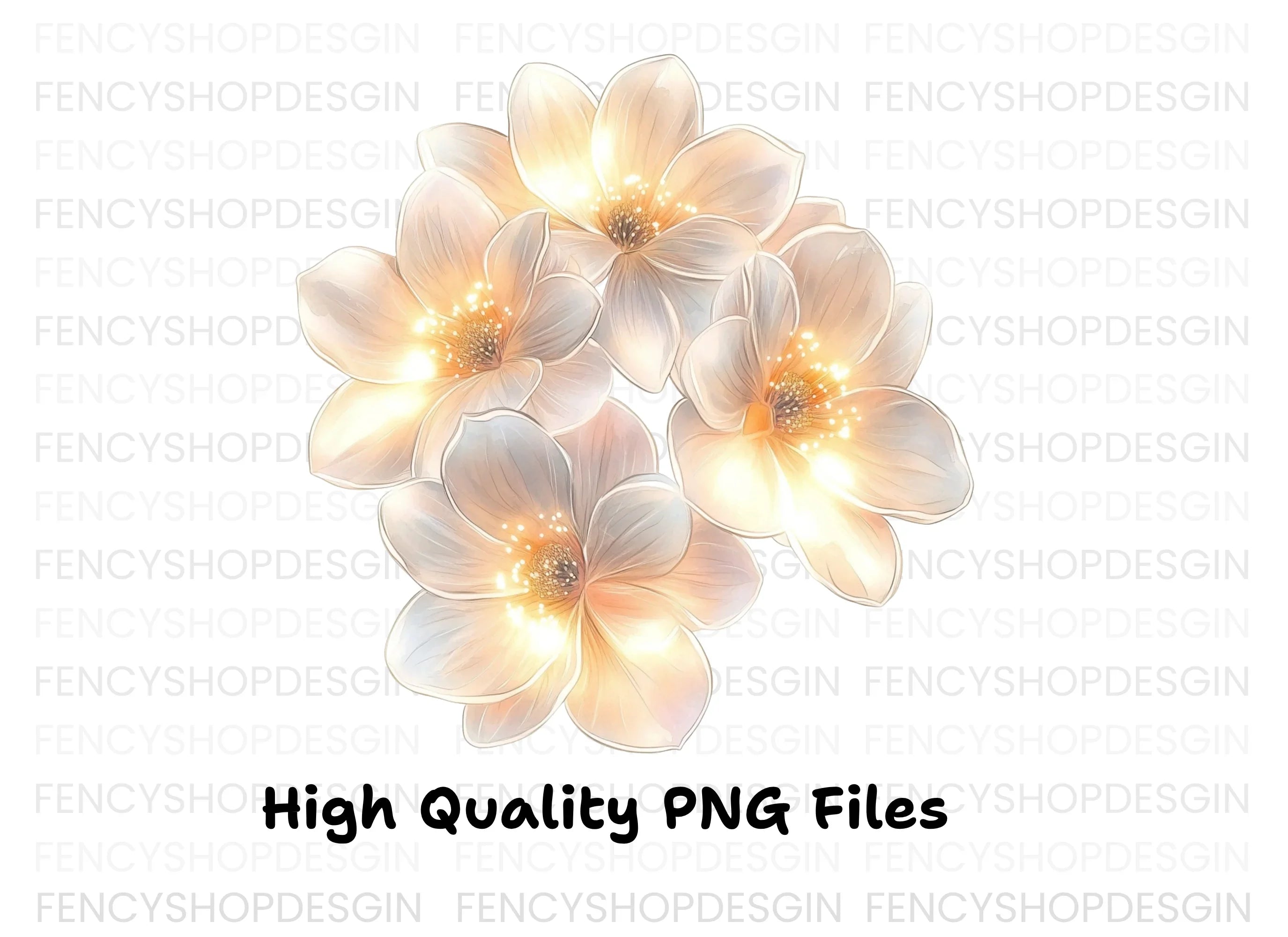 Glowing White Floral Clipart Bundle