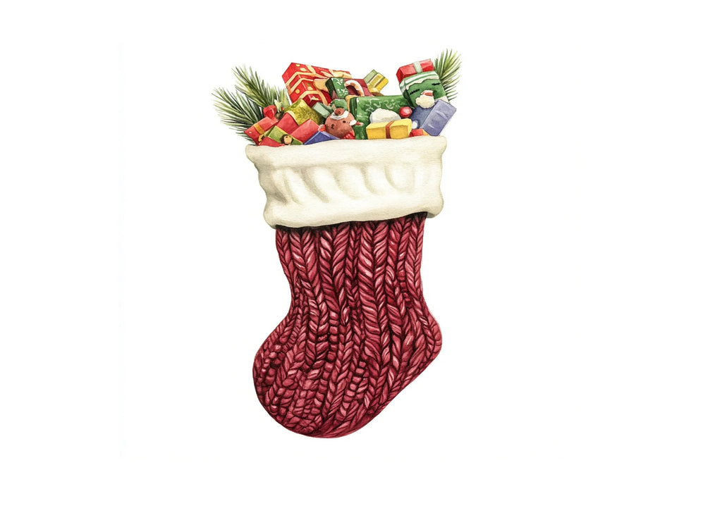 Christmas Stockings Filled With Gifts Clipart Bundle