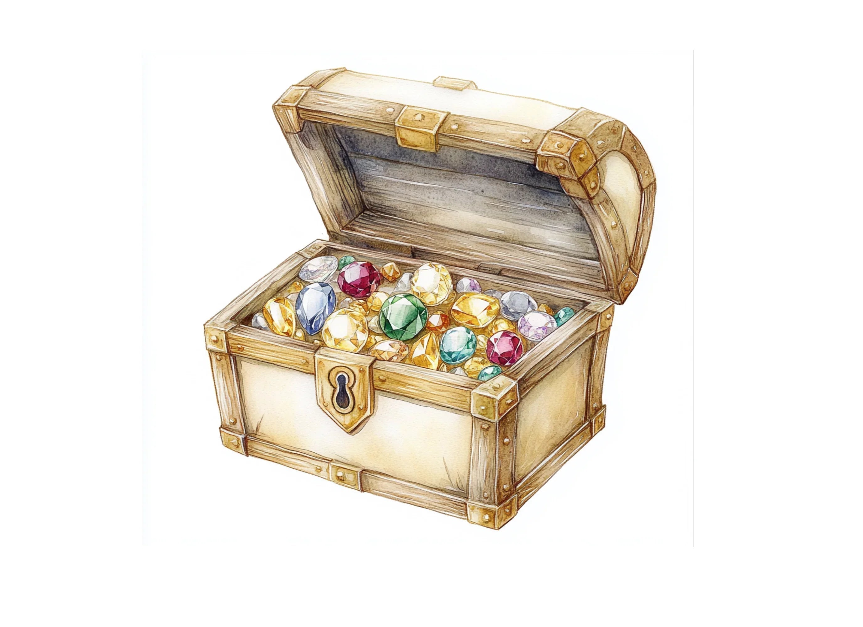 Vintage Treasure Chests with Jewels Clipart Bundle