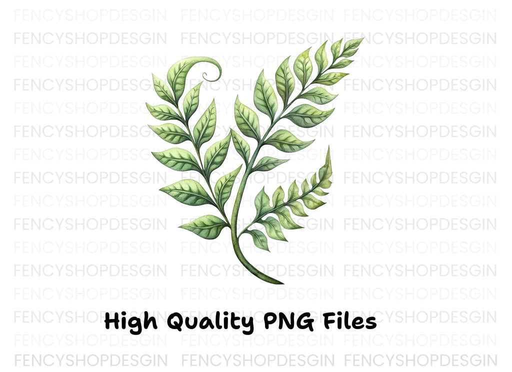 Elegant Green Fern Branch Clipart Bundle