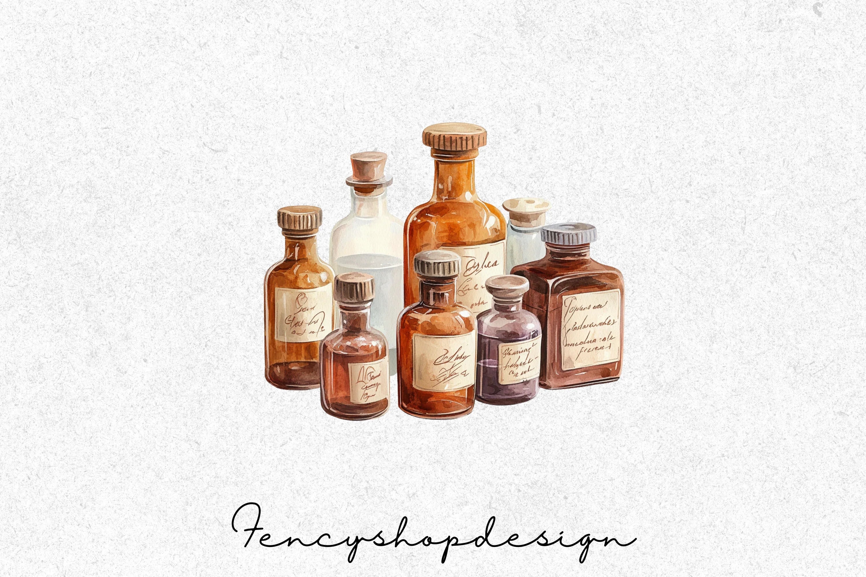 Vintage Apothecary Bottles Clipart Bundle