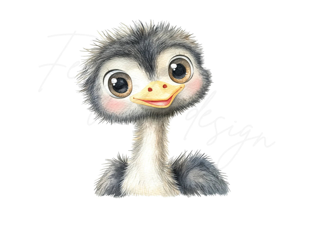 Adorable Ostrich Chick Clipart Bundle