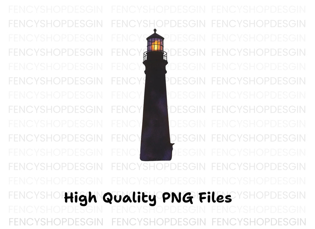 Night Lighthouse Silhouette Clipart Bundle