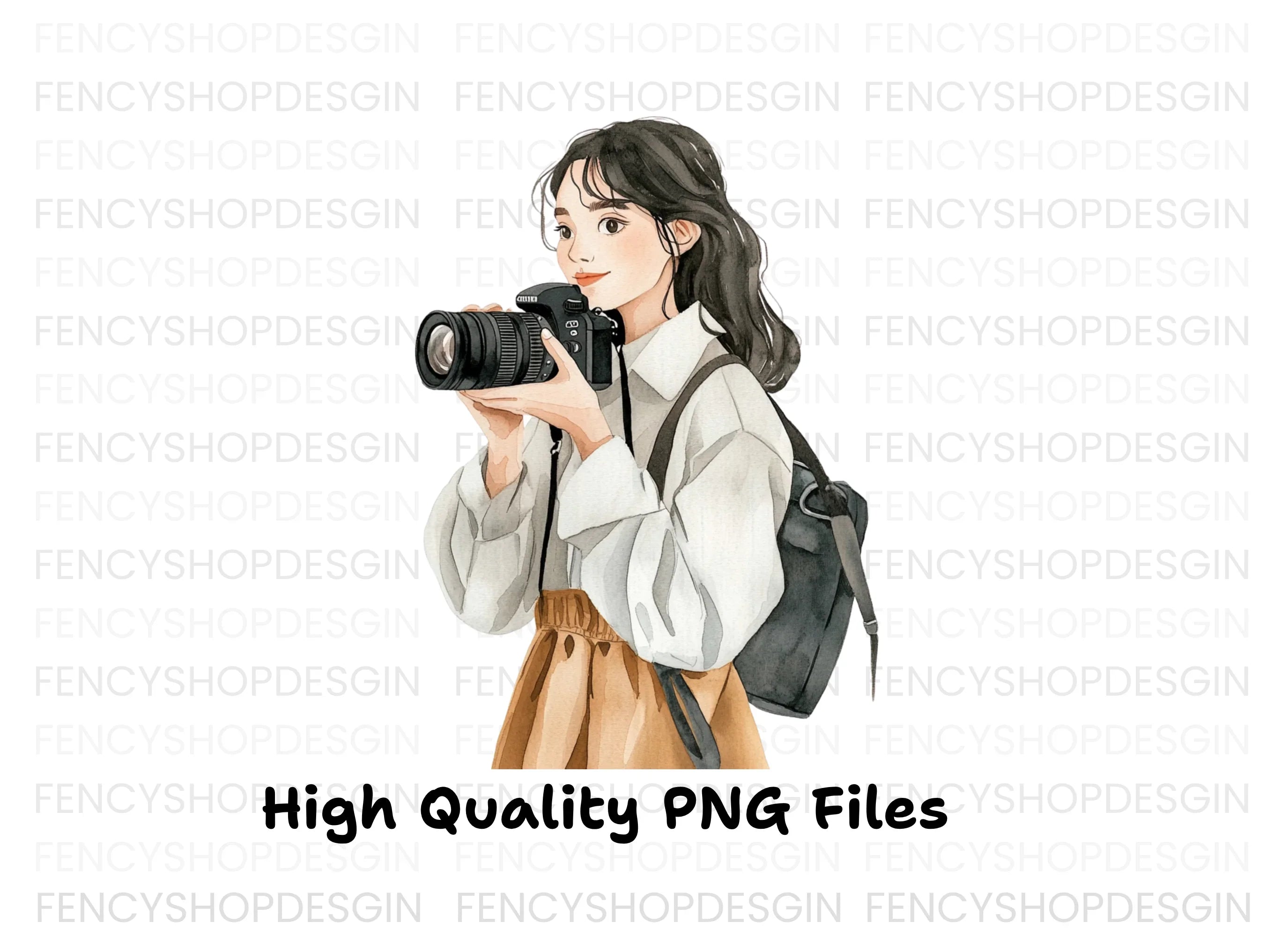 Stylish Girl Photographer Clipart Bundle