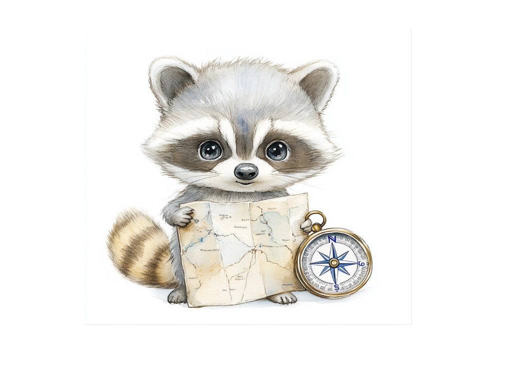 Cute Raccoon Explorer Clipart Bundle