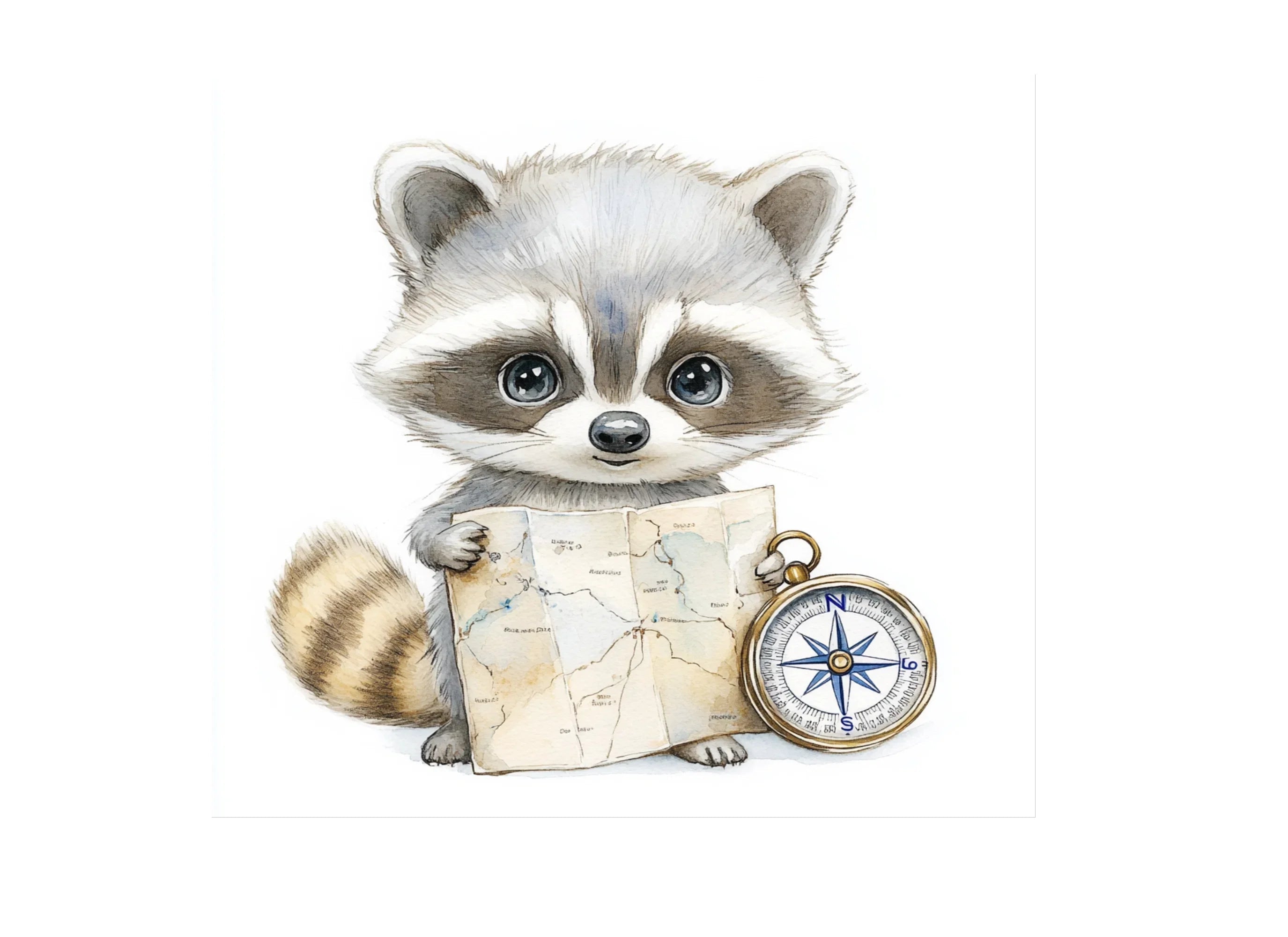 Cute Raccoon Explorer Clipart Bundle
