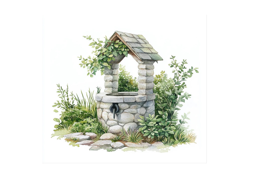 Rustic Wishing Well Clipart Bundle