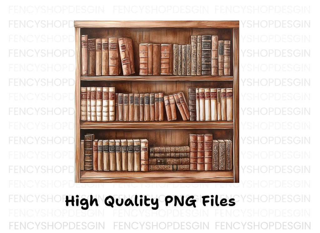 Vintage Bookshelf Clipart Bundle