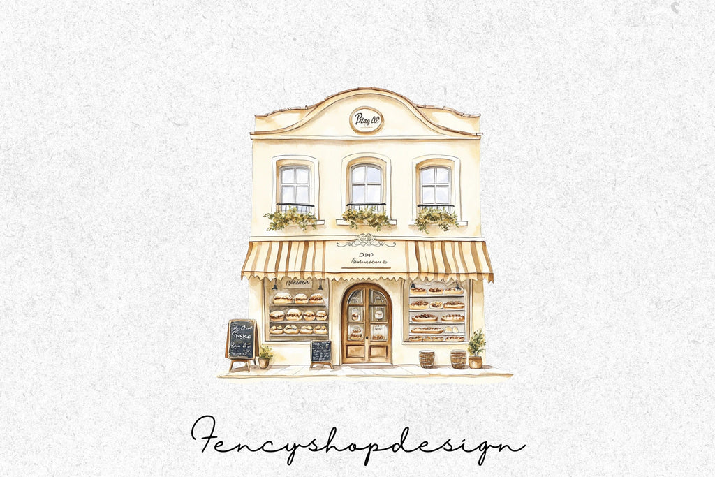 Charming European Shop Building Clipart Bundle
