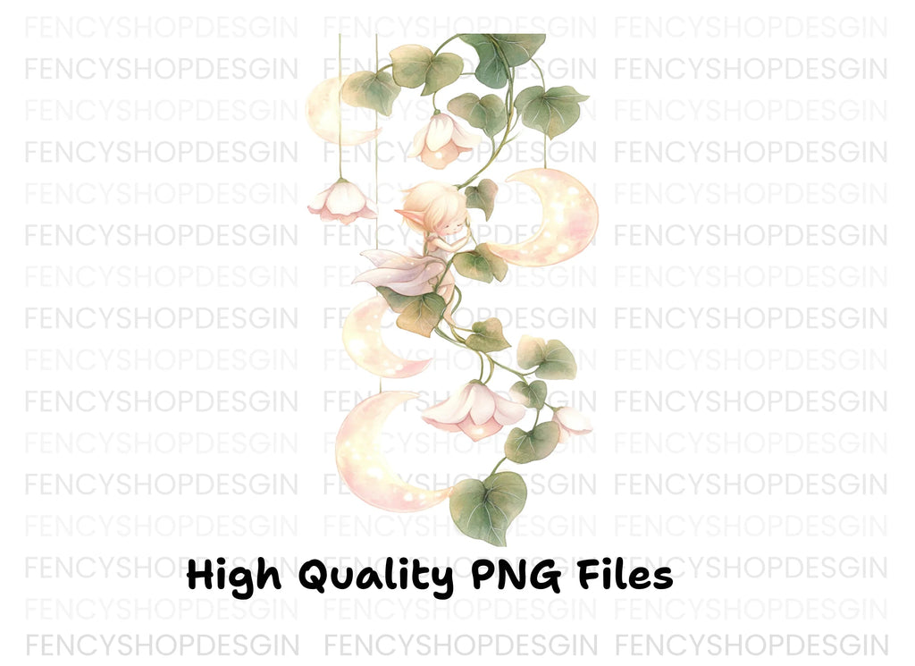 Enchanted Fairy and Moon Floral Clipart Bundle
