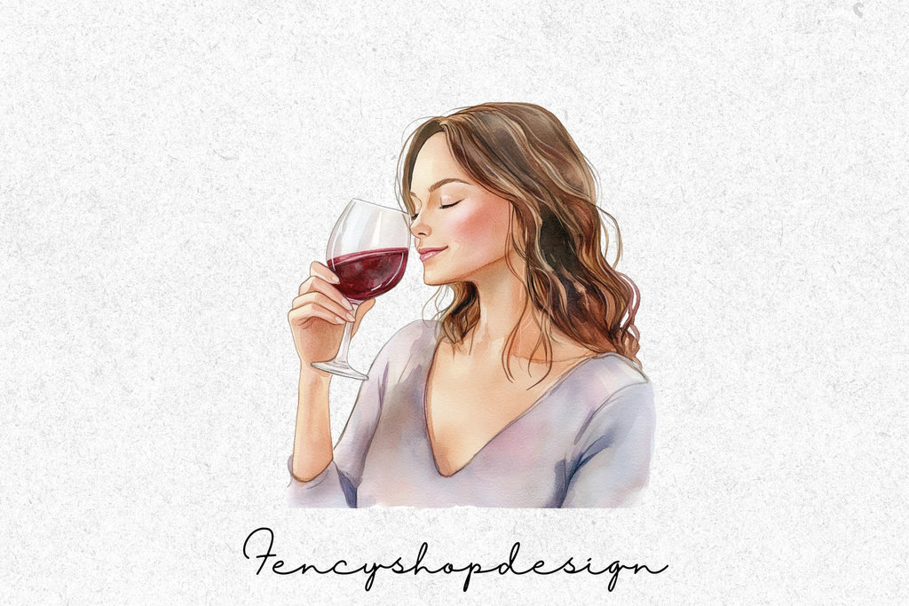 Elegant Wine Women Clipart Bundle