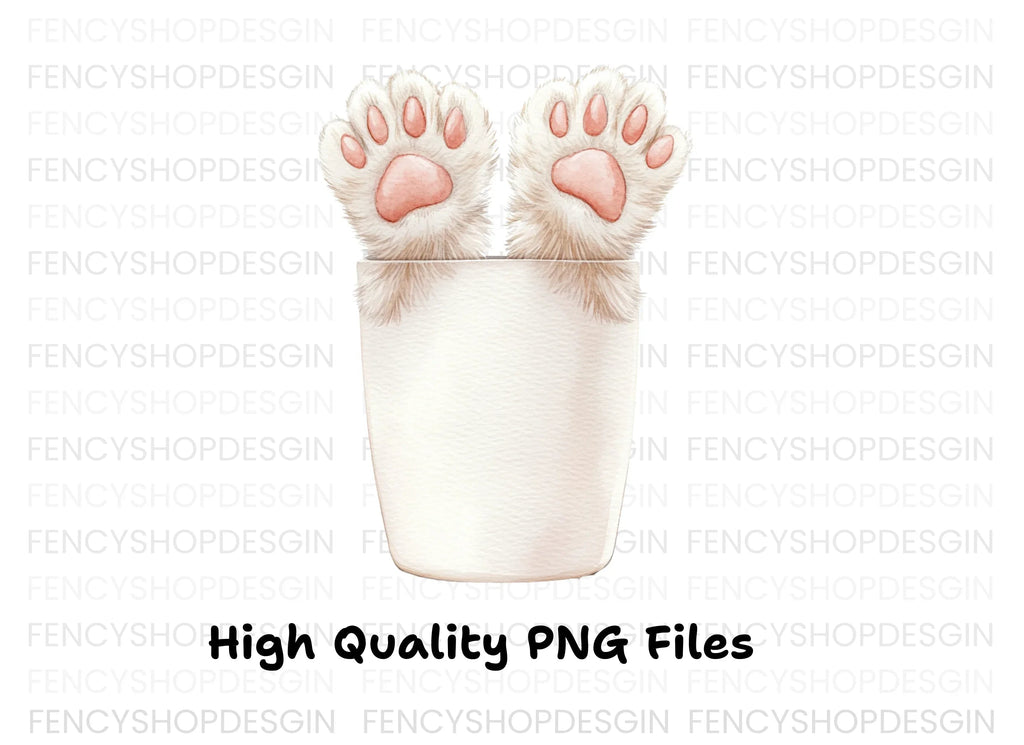 Cute Cat Paws in Cup Clipart Bundle