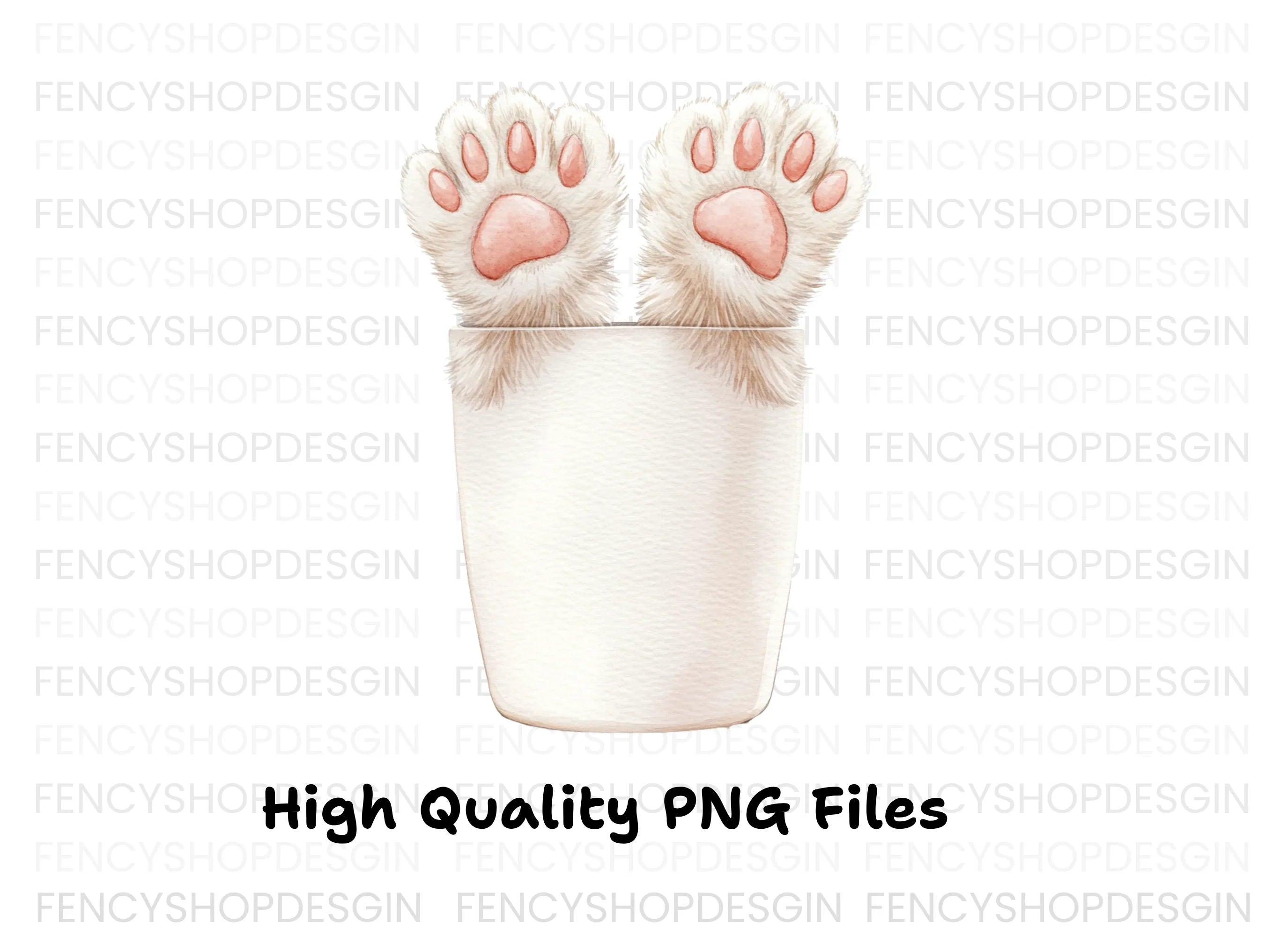 Cute Cat Paws in Cup Clipart Bundle
