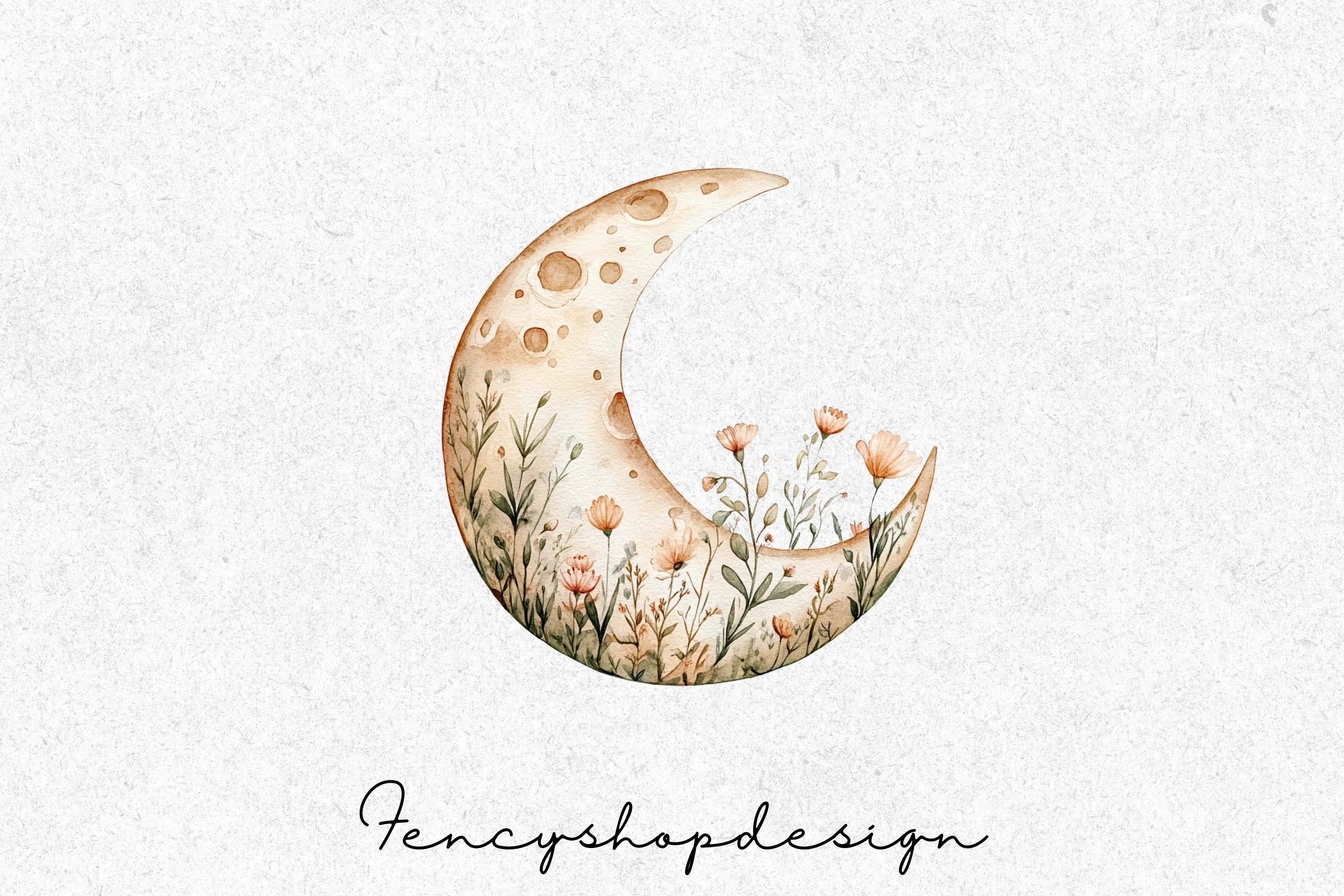 Floral Moon Clipart Bundle