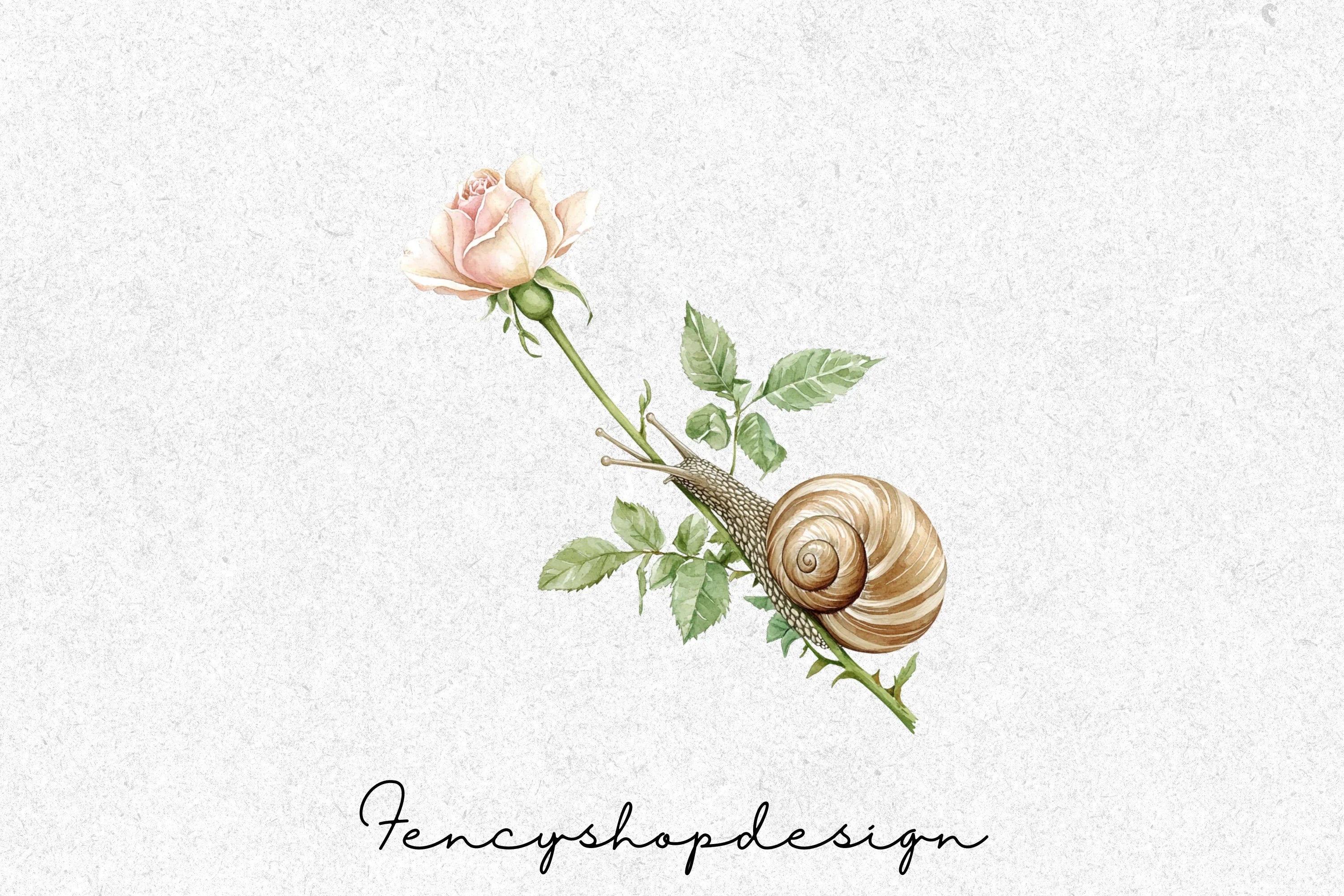 Adorable Snails with Blossoms and Fruit Clipart Bundle