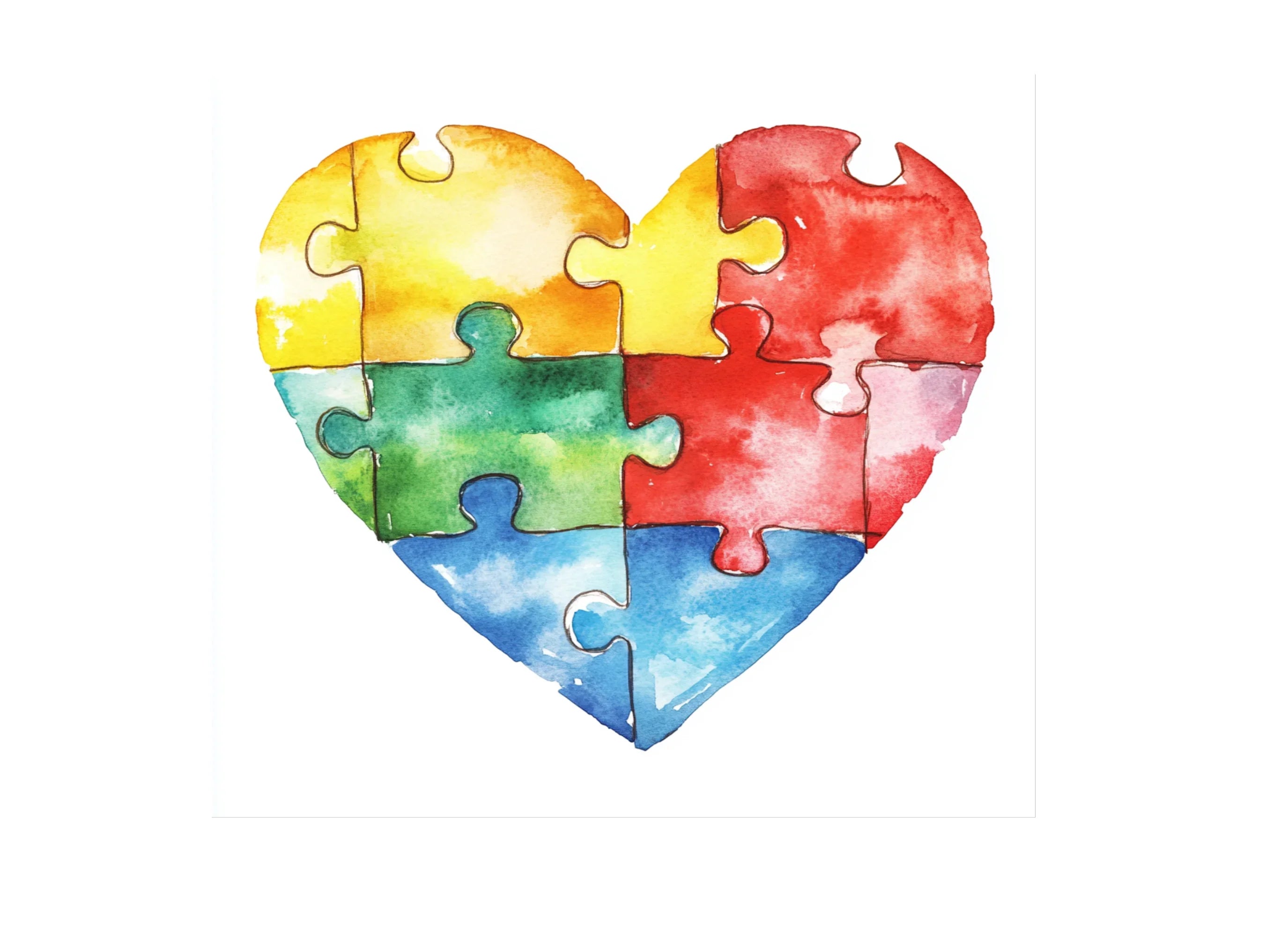 Colorful Puzzle Heart Clipart Bundle