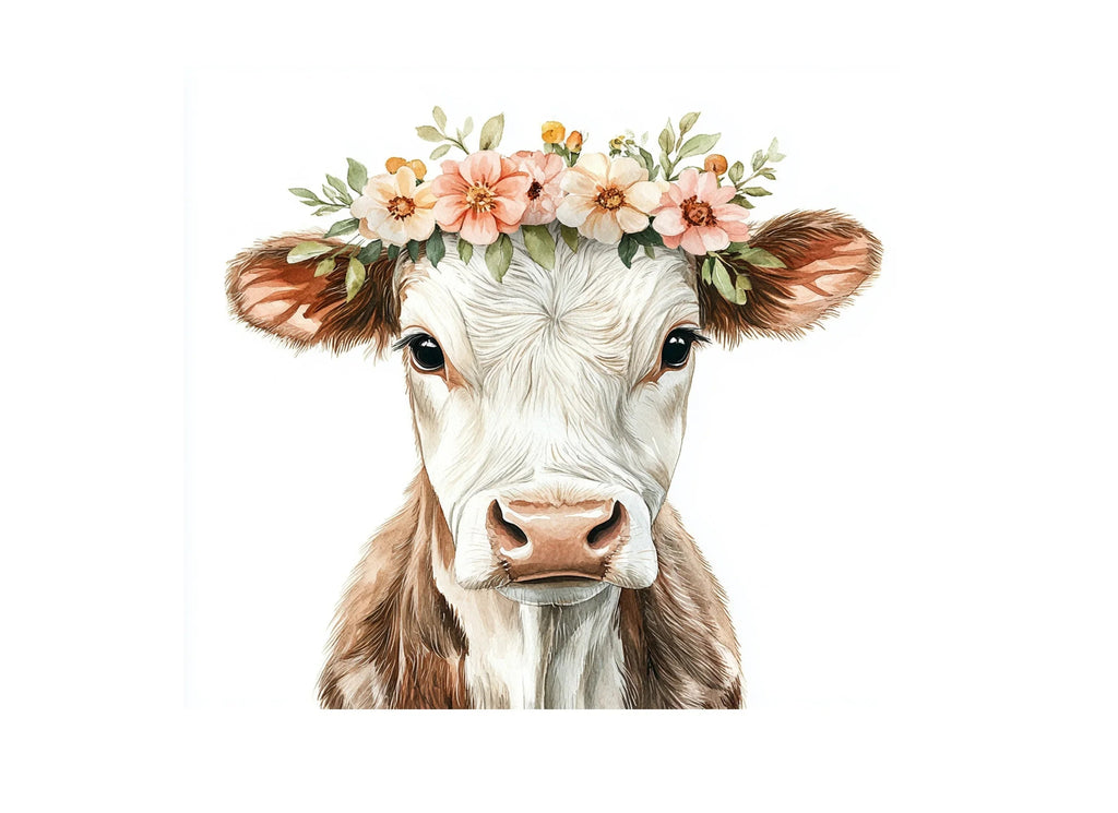 Floral Crown Cow Clipart Bundle