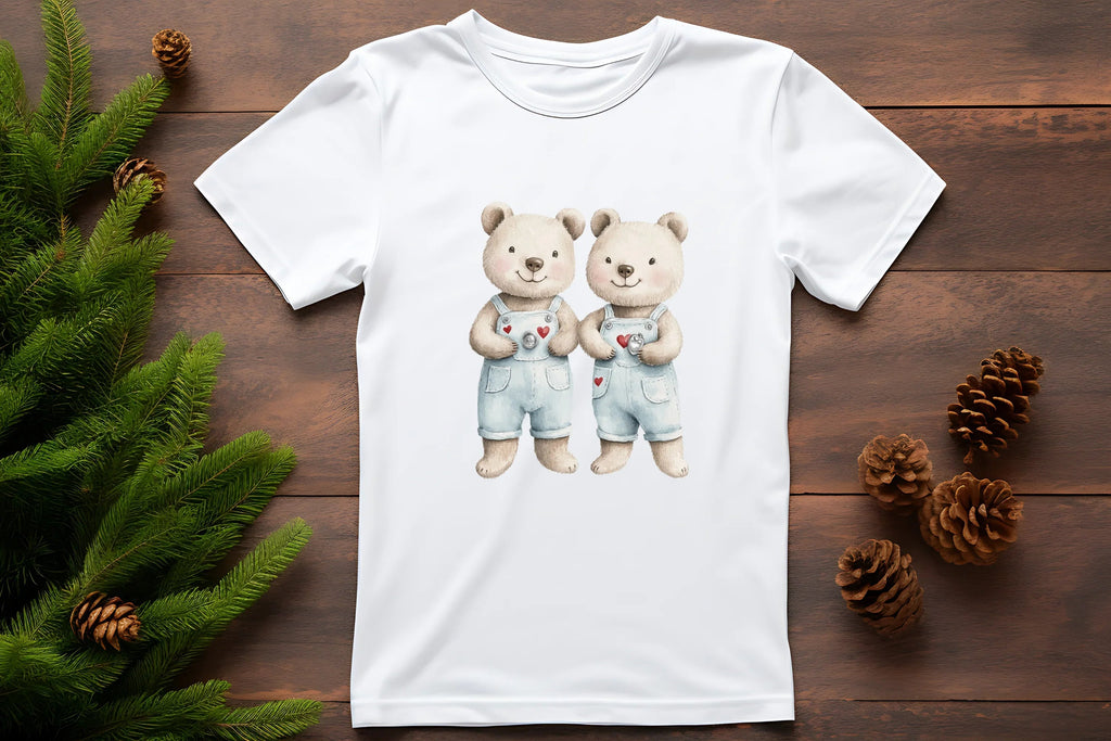 Teddy Bears with Heart Balloons Clipart Bundle