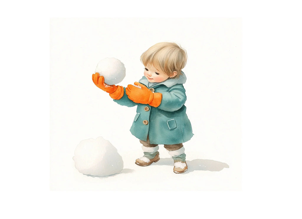 Adorable Toddlers Making Snowballs Clipart Bundle