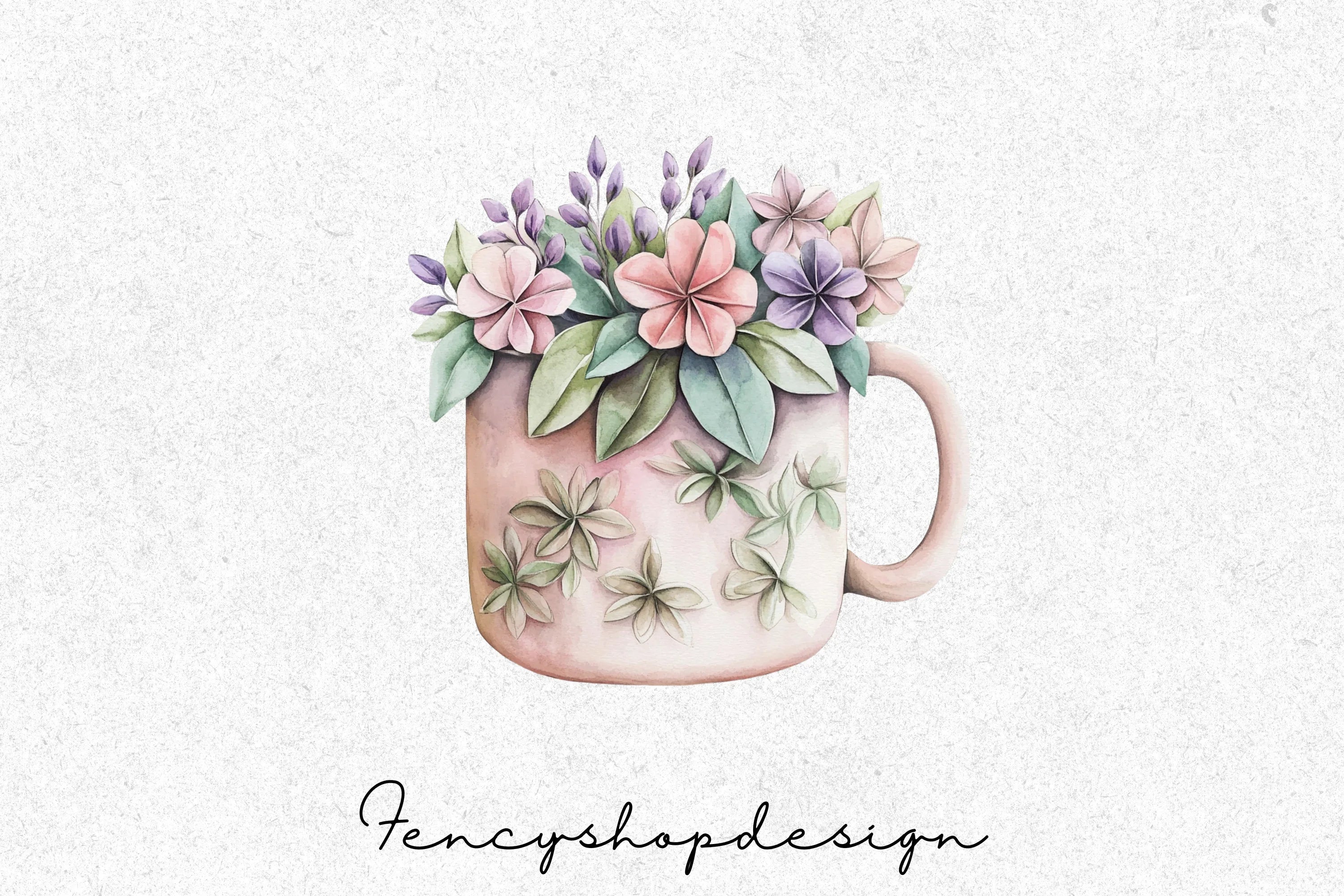Floral Mugs Clipart Bundle