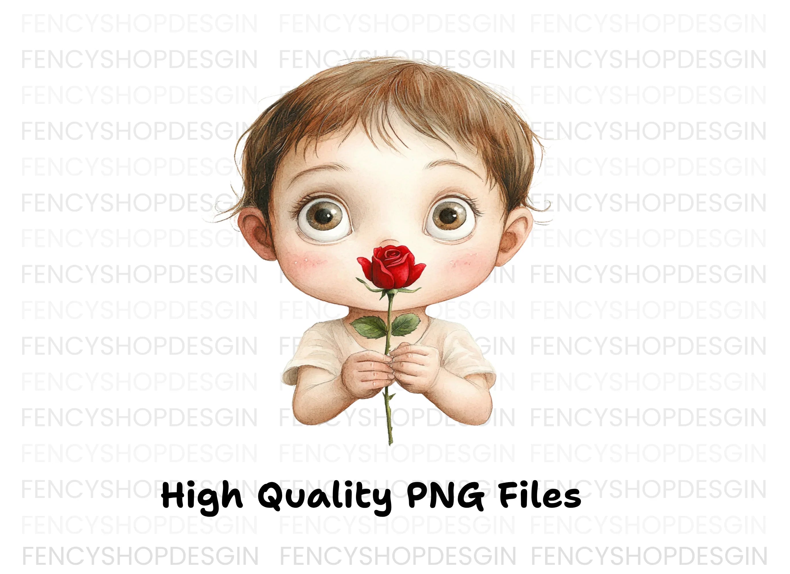 Cute Babies with Red Roses Clipart Bundle
