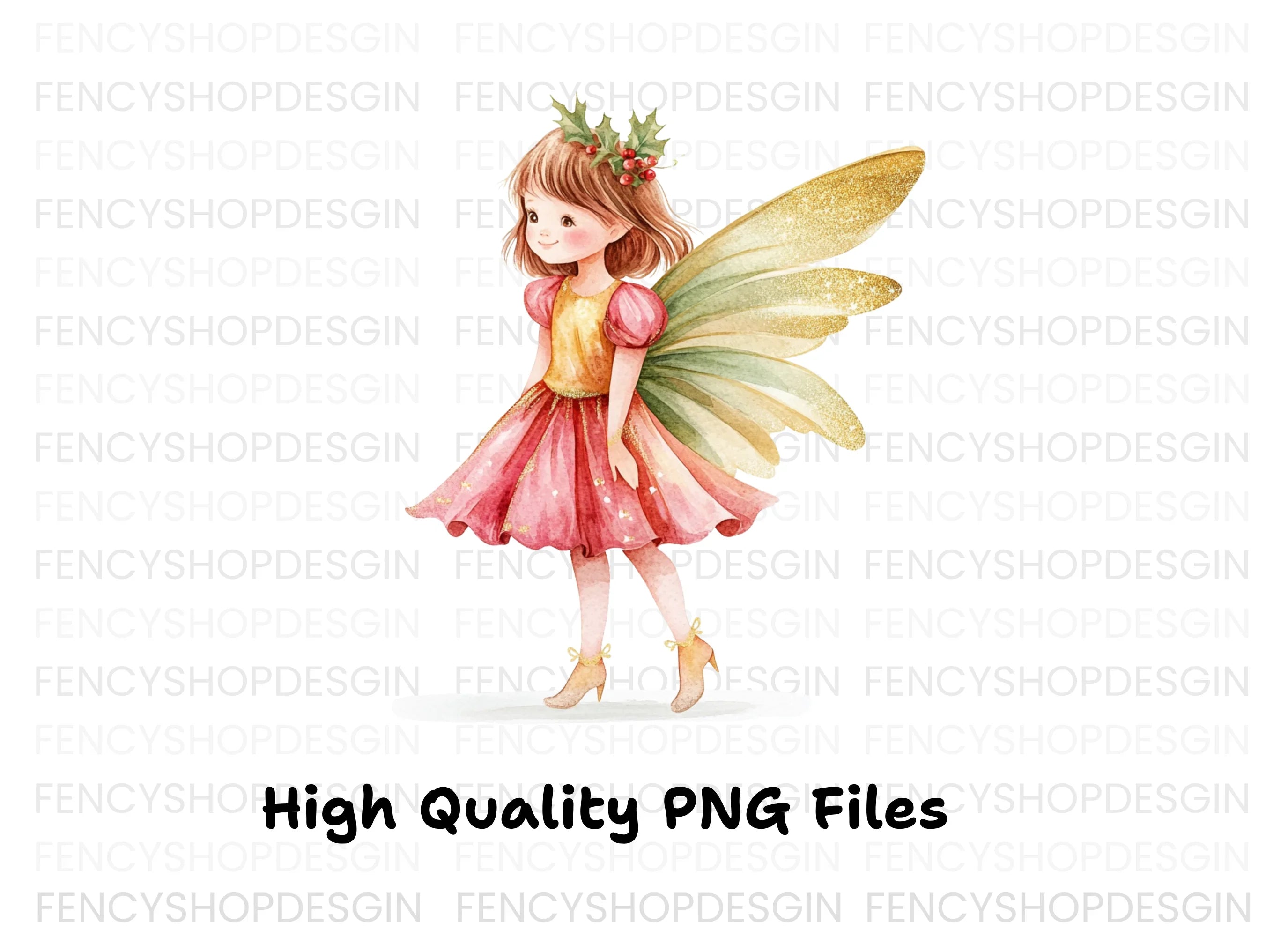 Christmas Fairy with Holly Clipart Bundle