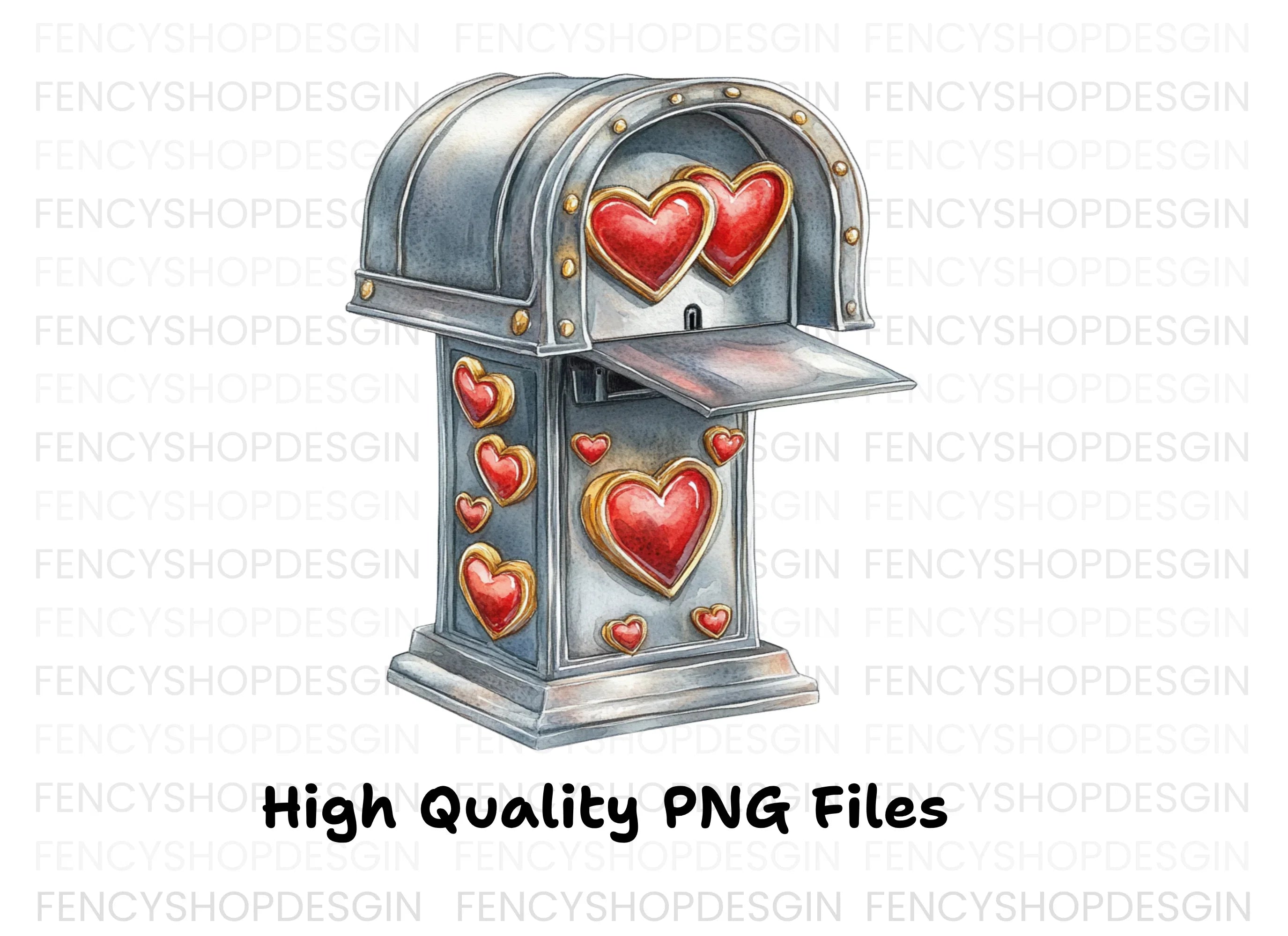 Steampunk Heart Mailbox Clipart Bundle