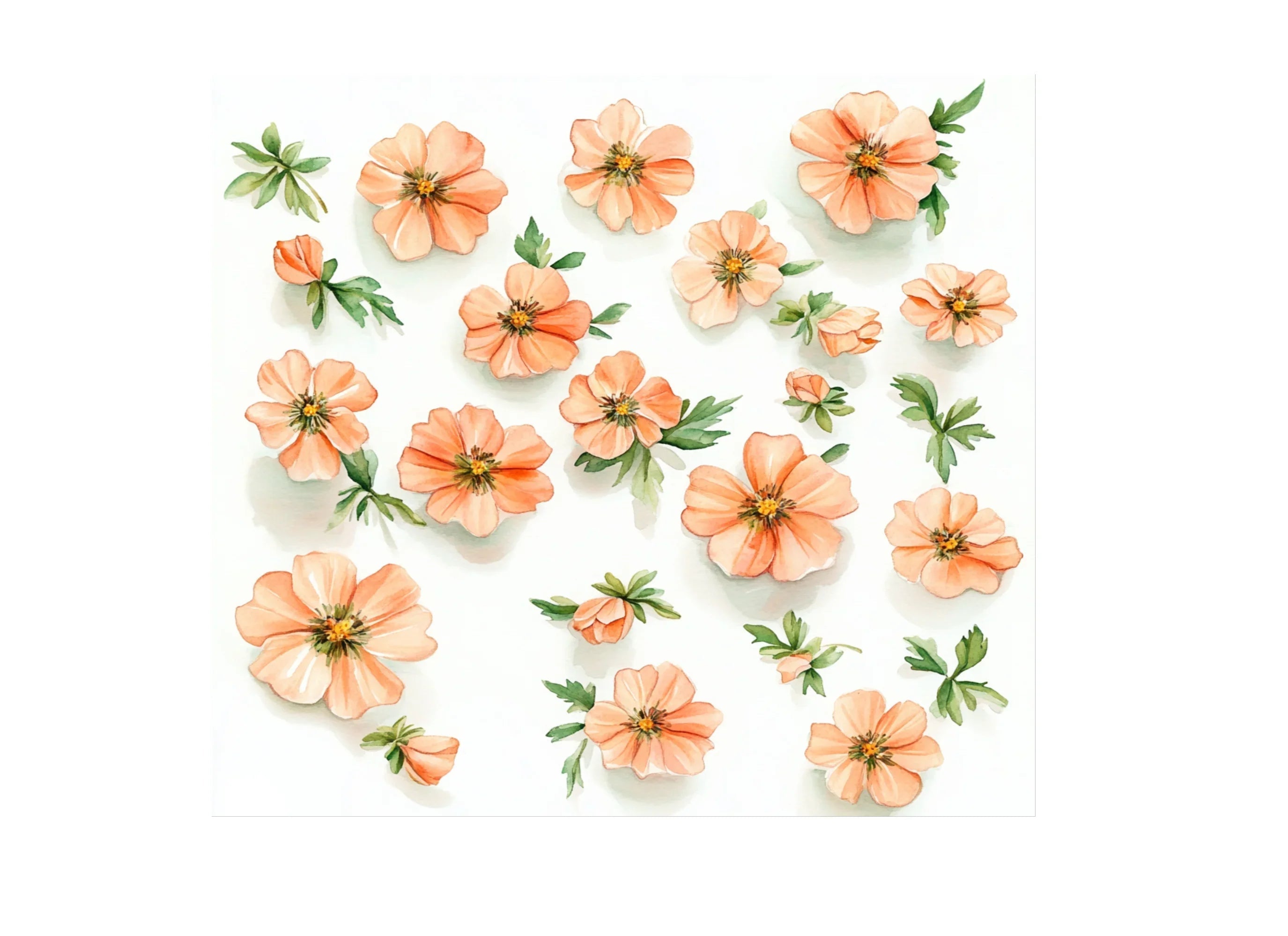 Delicate Peach Floral Clipart Bundle