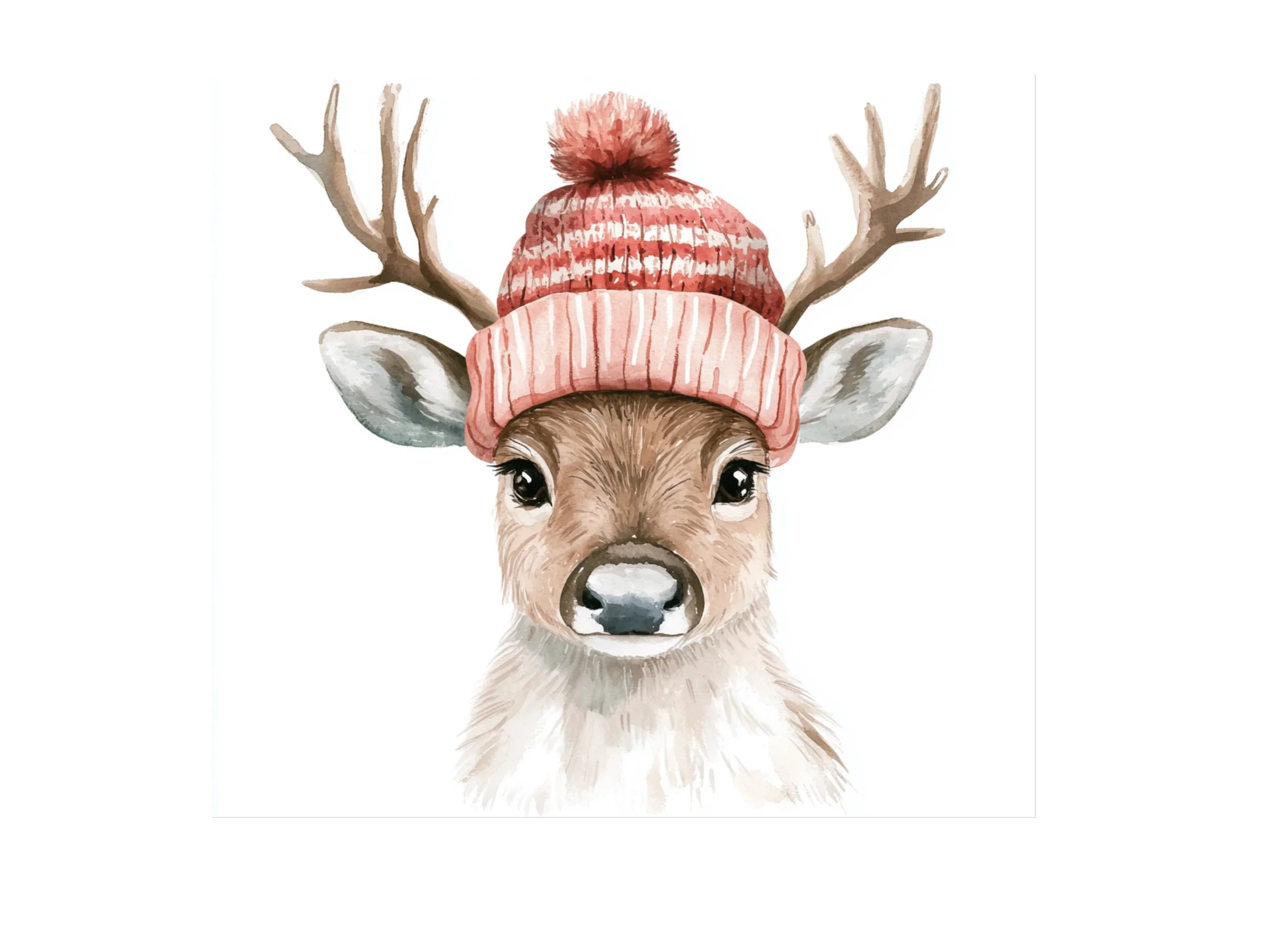 Cute Reindeer with Winter Hats Clipart Bundle