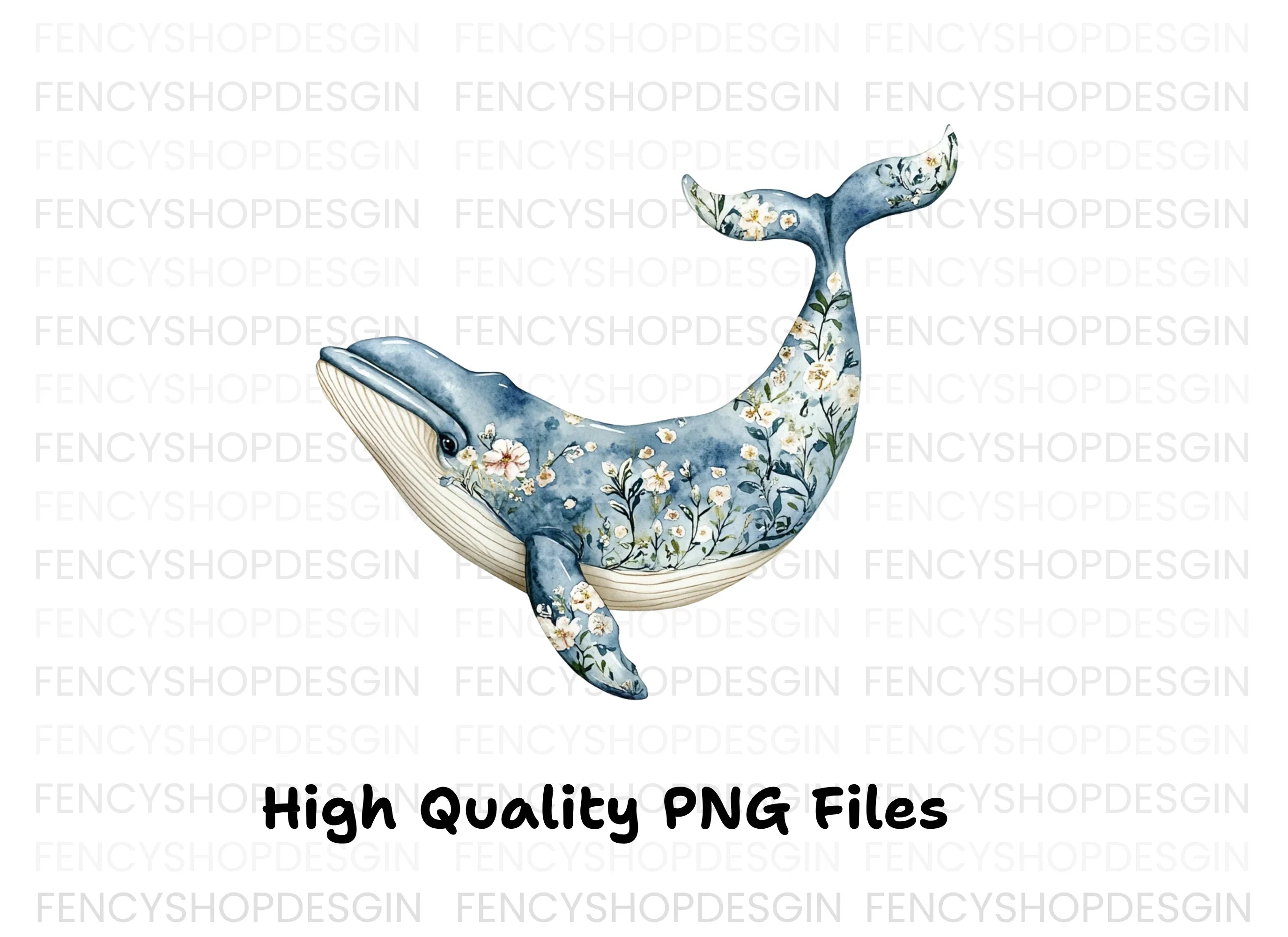 Whale and Wildflower Clipart Bundle