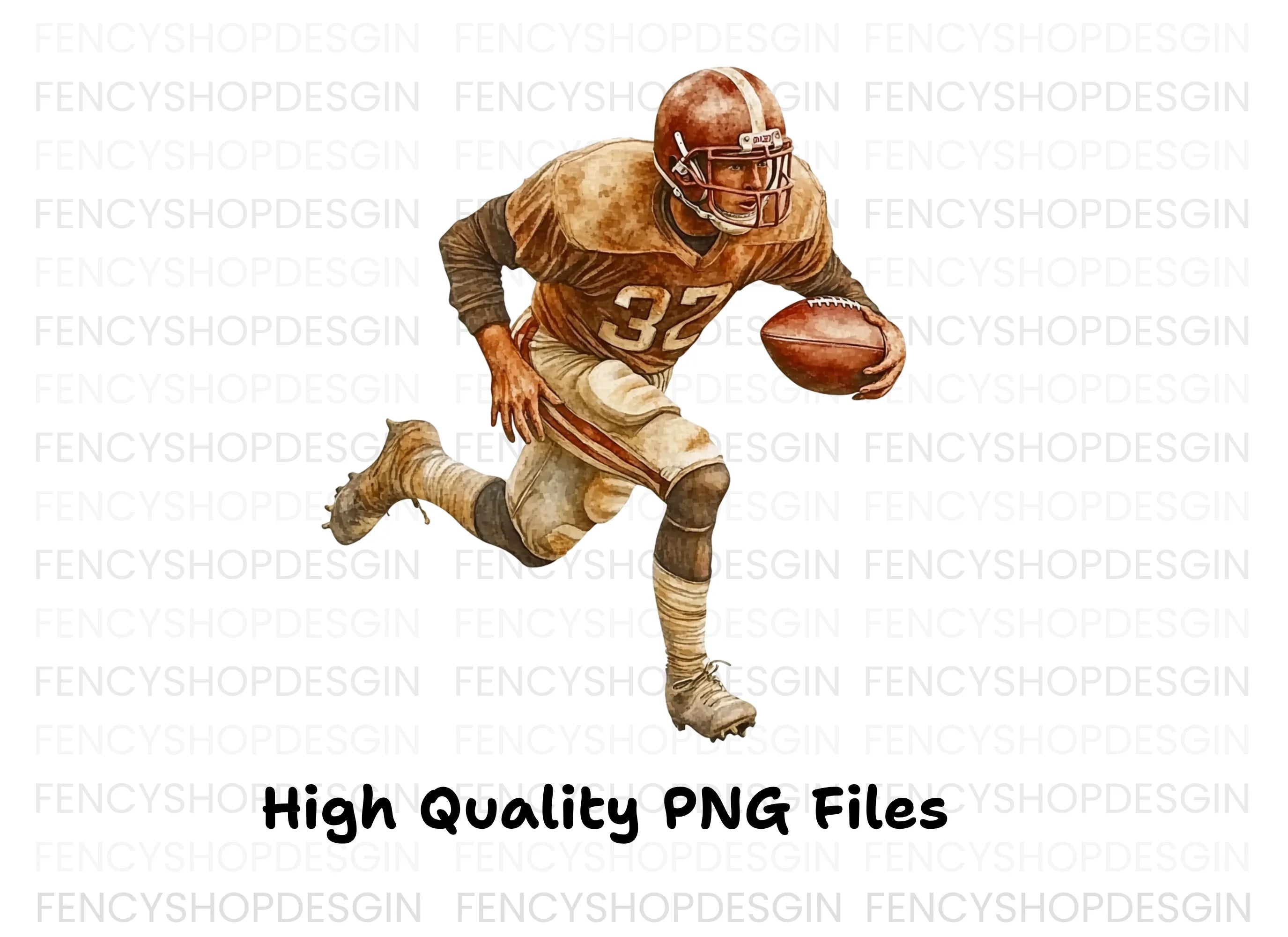 Retro Football Running Back Clipart Bundle