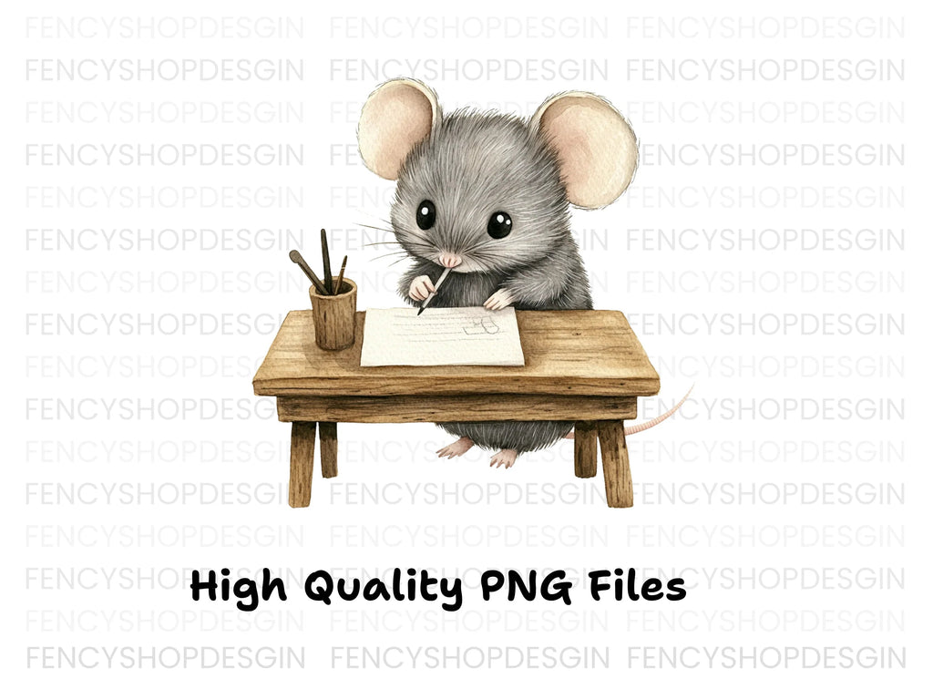 Adorable Mice Writing Clipart Bundle