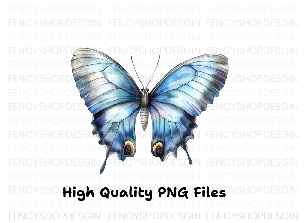 Blue Butterfly Clipart Bundle