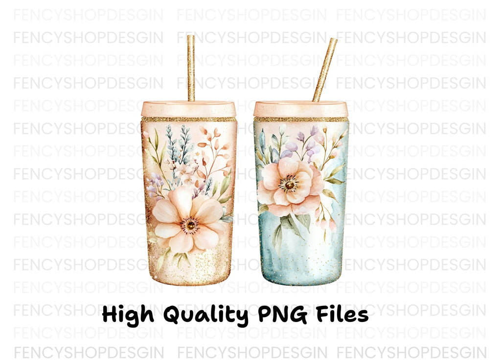 Floral Tumbler Clipart Bundle