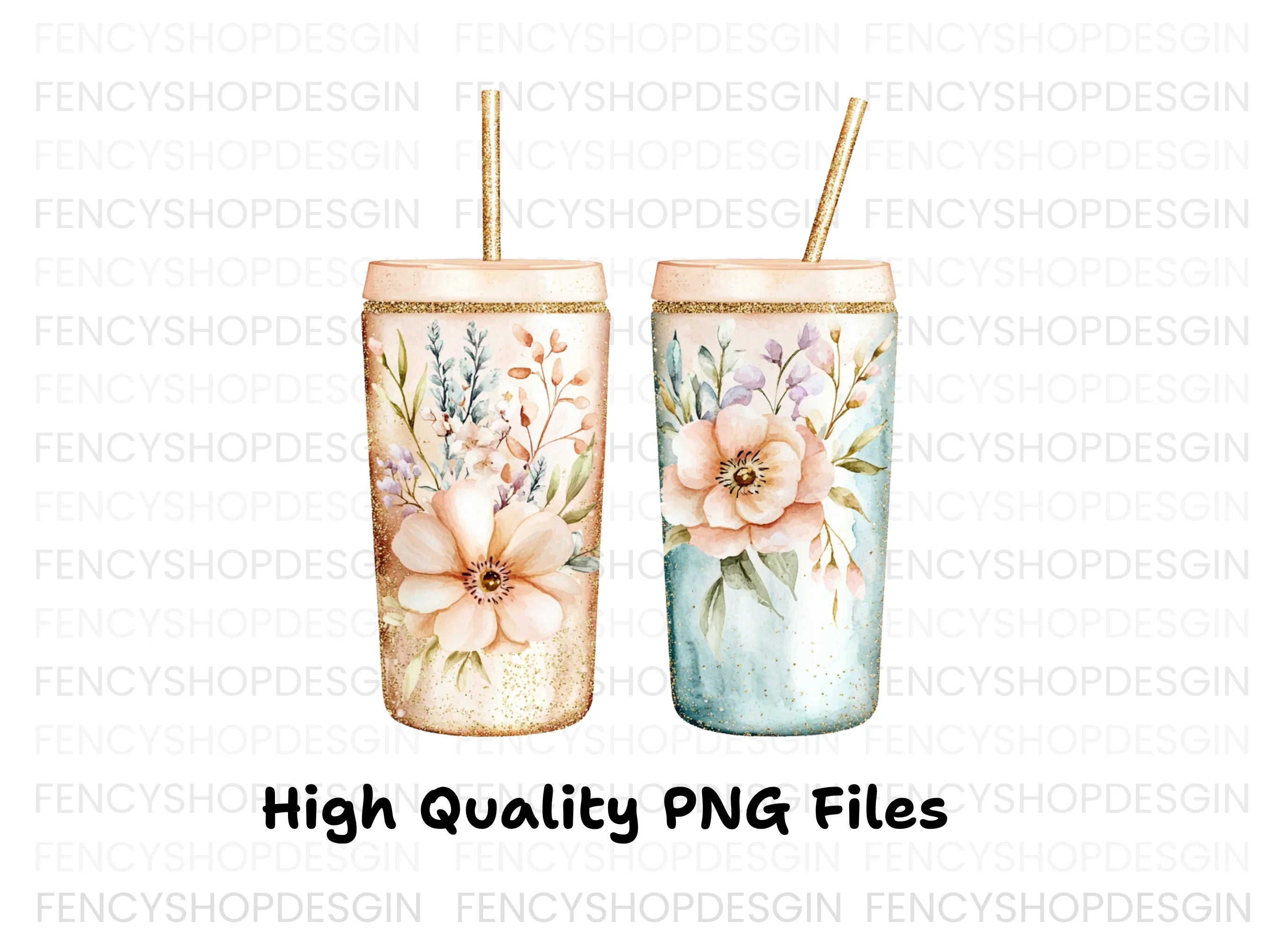 Floral Tumbler Clipart Bundle