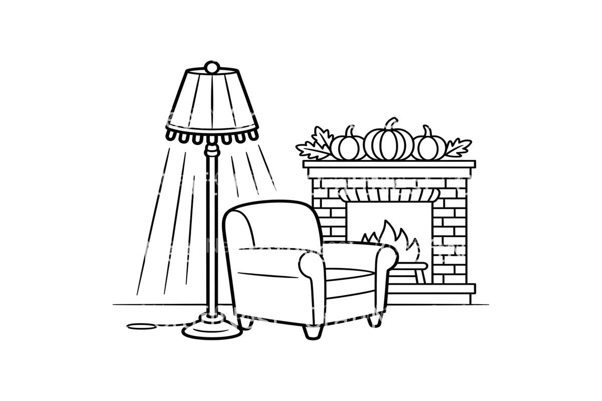 Comforting Fireplace Armchair Coloring Books