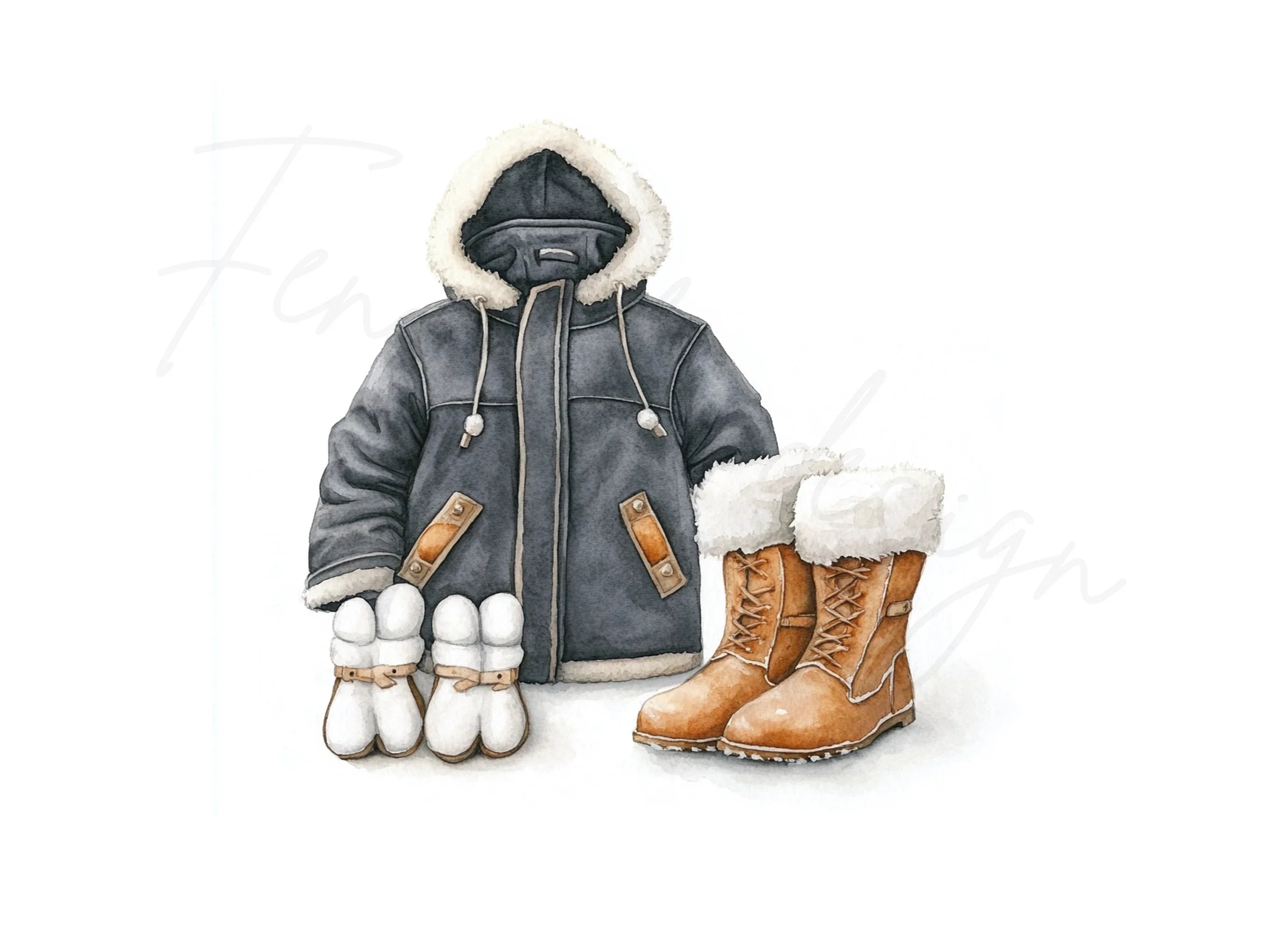 Winter Apparel and Boots Clipart Bundle