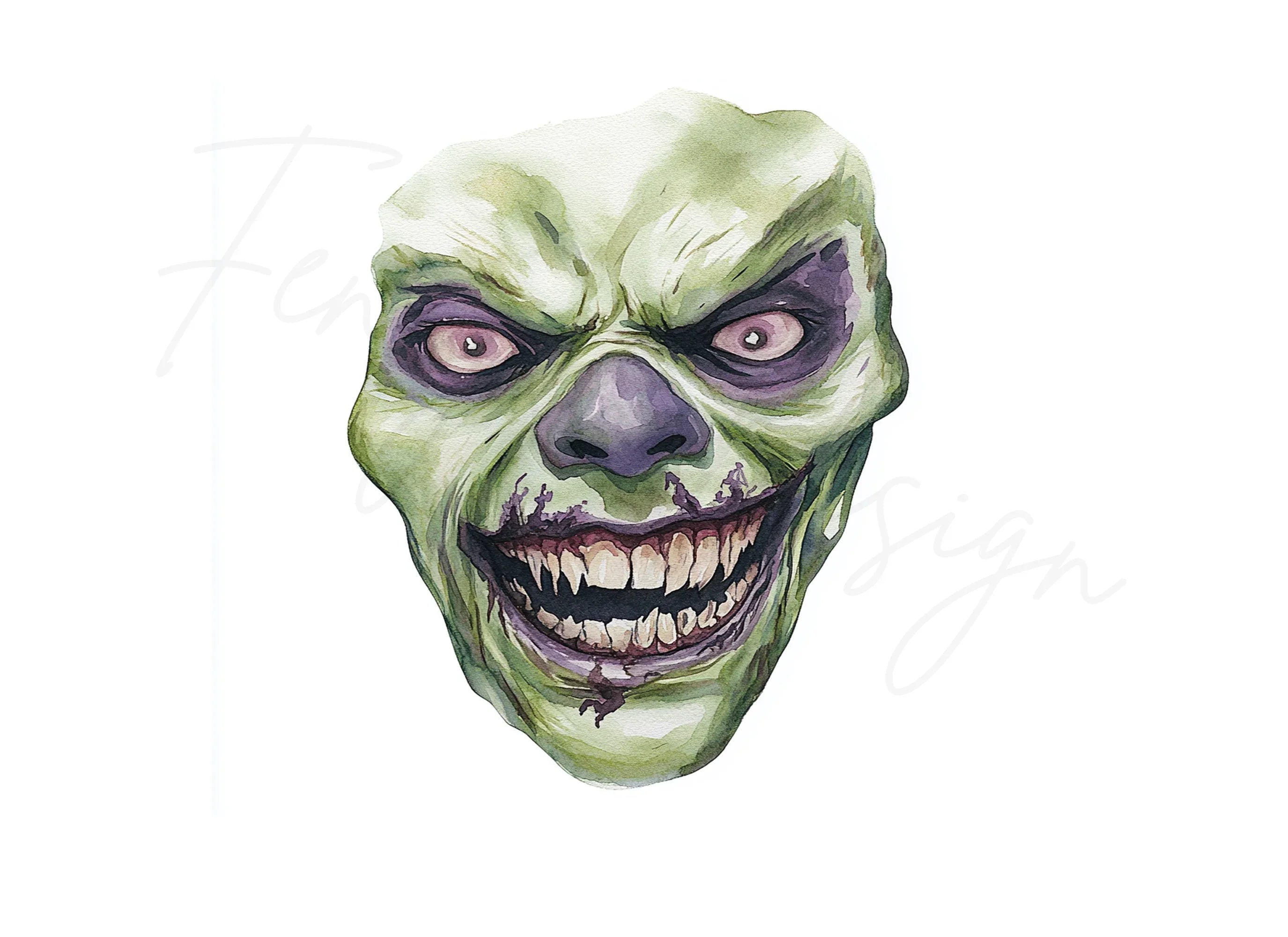 Zombie Faces Halloween Clipart Bundle
