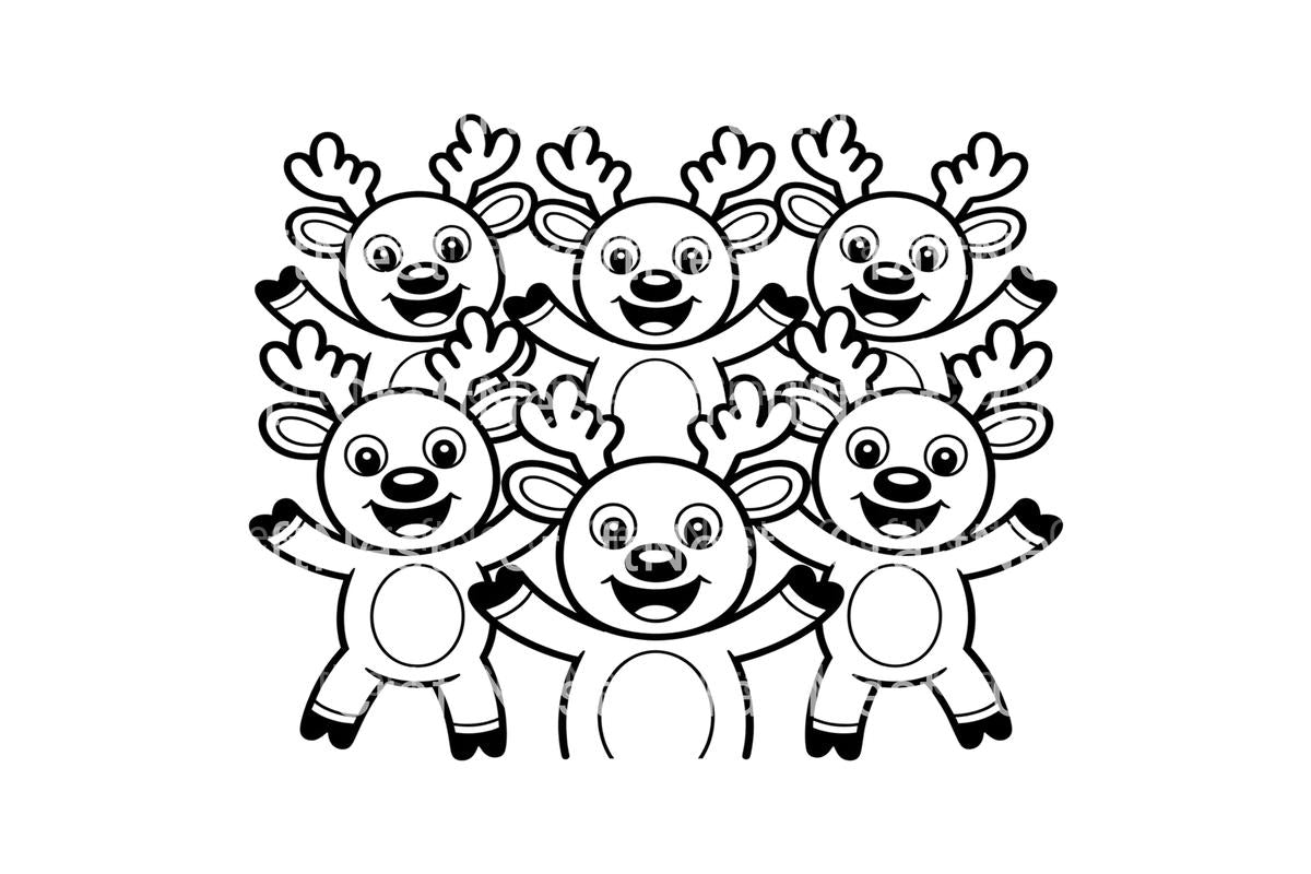 Cute Reindeer Christmas Coloring Books
