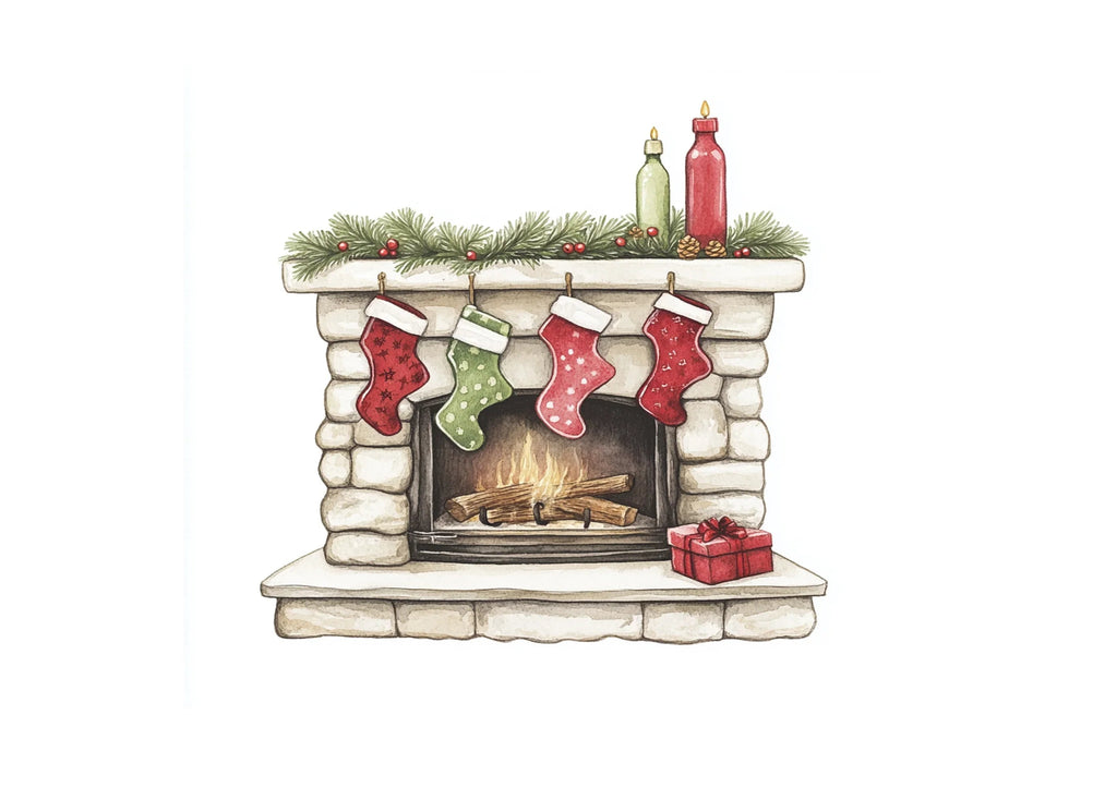 Christmas Fireplace Clipart Bundle