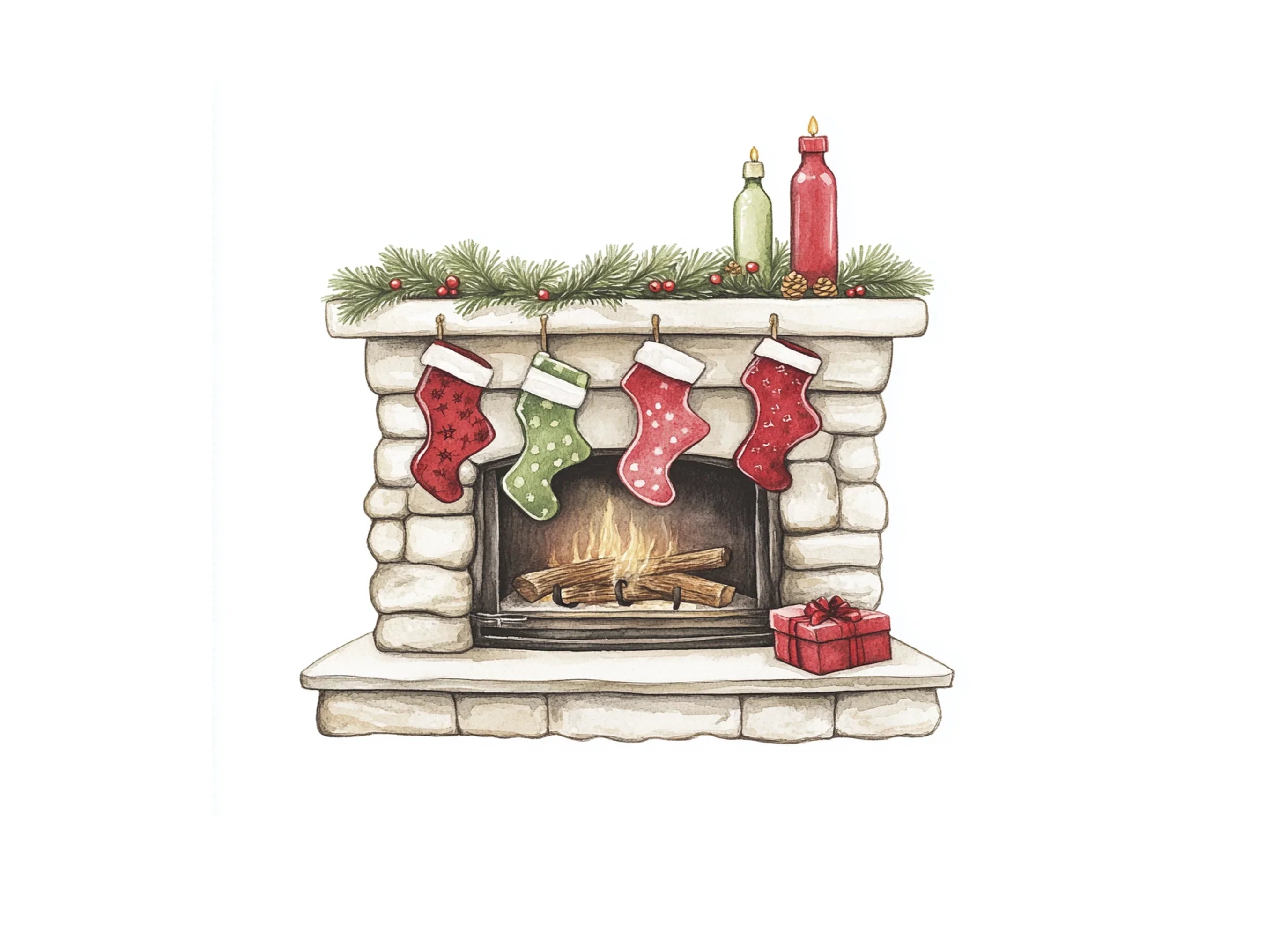 Christmas Fireplace Clipart Bundle